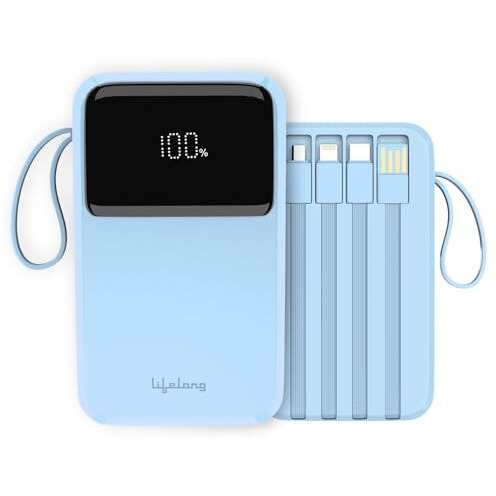 Lifelong ZenCharge 10000 mAh 22.5 W Compact Pocket Size Power Bank with 6 Input/Output Port (Blue, Lithium Polymer, Fast Charging, Quick Charge 3.0 for Mobile, Earbuds, Speaker, Tablet)