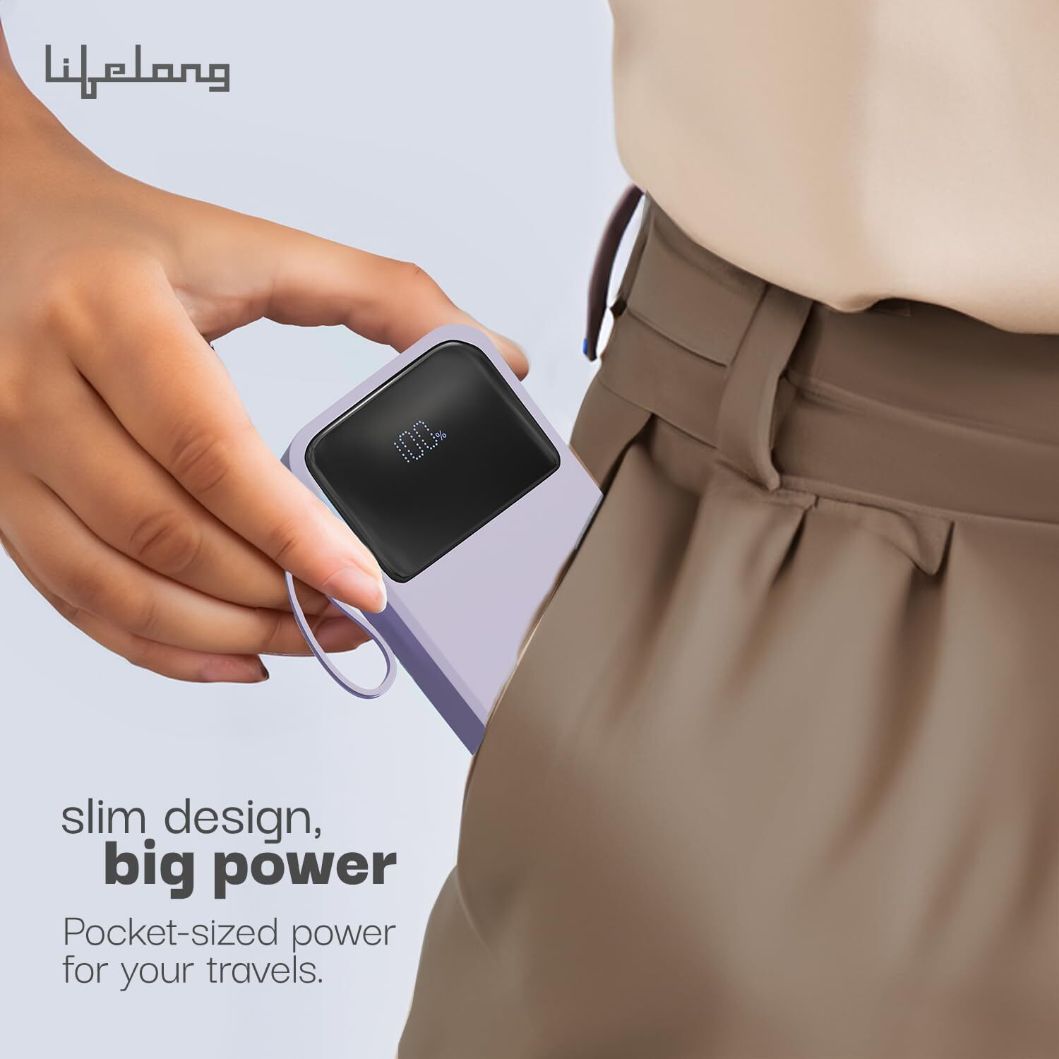 Lifelong ZenCharge 10000 mAh 22.5 W Compact Pocket Size Power Bank with 6 Input/Output Port (Purple, Lithium Polymer, Fast Charging, Quick Charge 3.0 for Mobile, Earbuds, Speaker, Tablet)