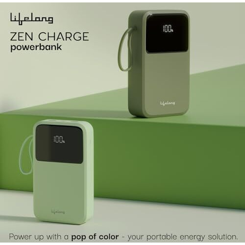 Lifelong ZenCharge 20000 mAh 22.5 W Compact Pocket Size Power Bank with 6 Input/Output Port (Olive, Lithium Polymer, Fast Charging, Quick Charge 3.0 for Mobile, Earbuds,Speaker, Tablet)
