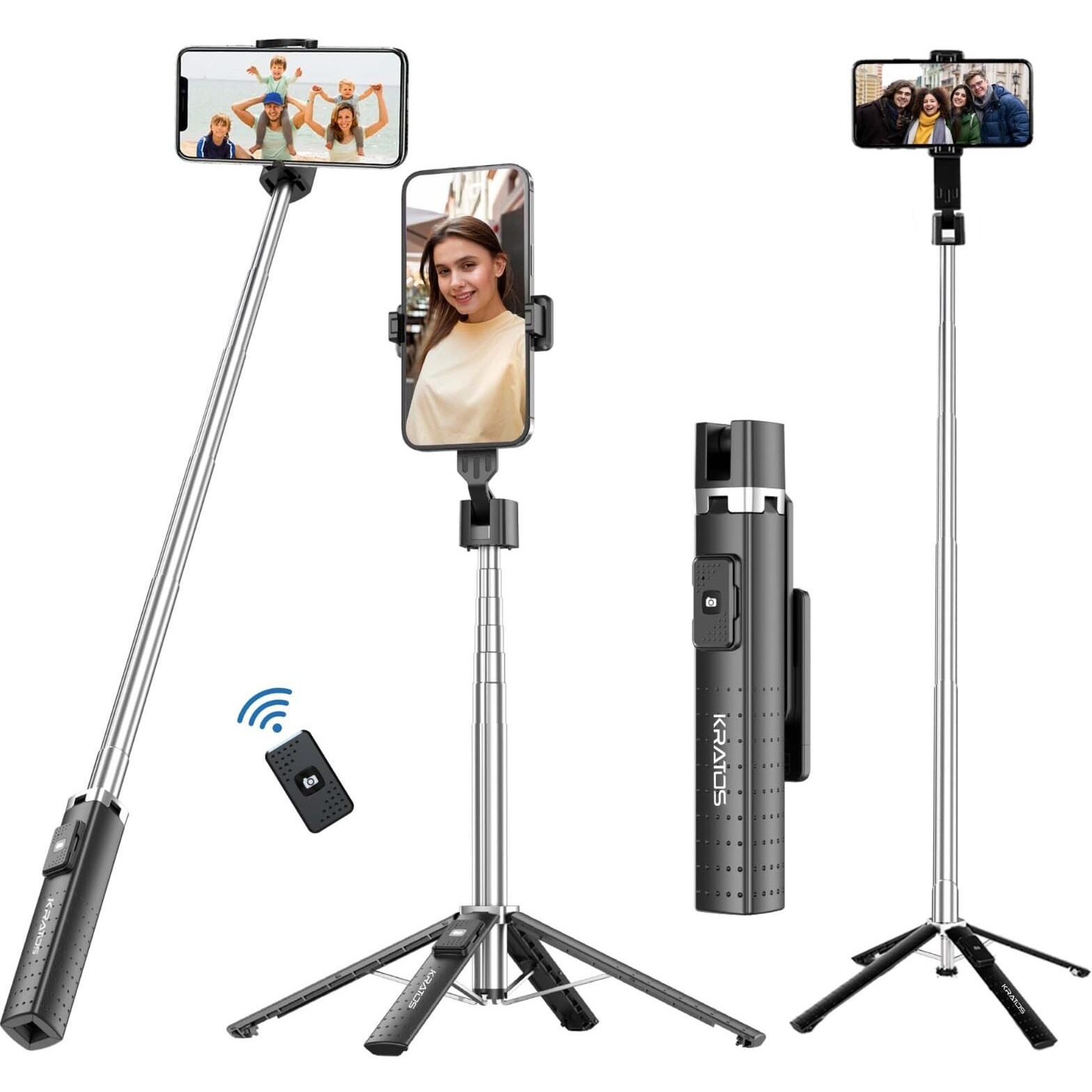 Kratos K4 Selfie Stick with Tripod Stand, Extendable 102 Cms Long Selfie Stick for iPhone, 360 Rotation, 3 in 1 Selfie Stick for Vlogging & Travel, Designed for iPhone, Samsung, and All Smartphones