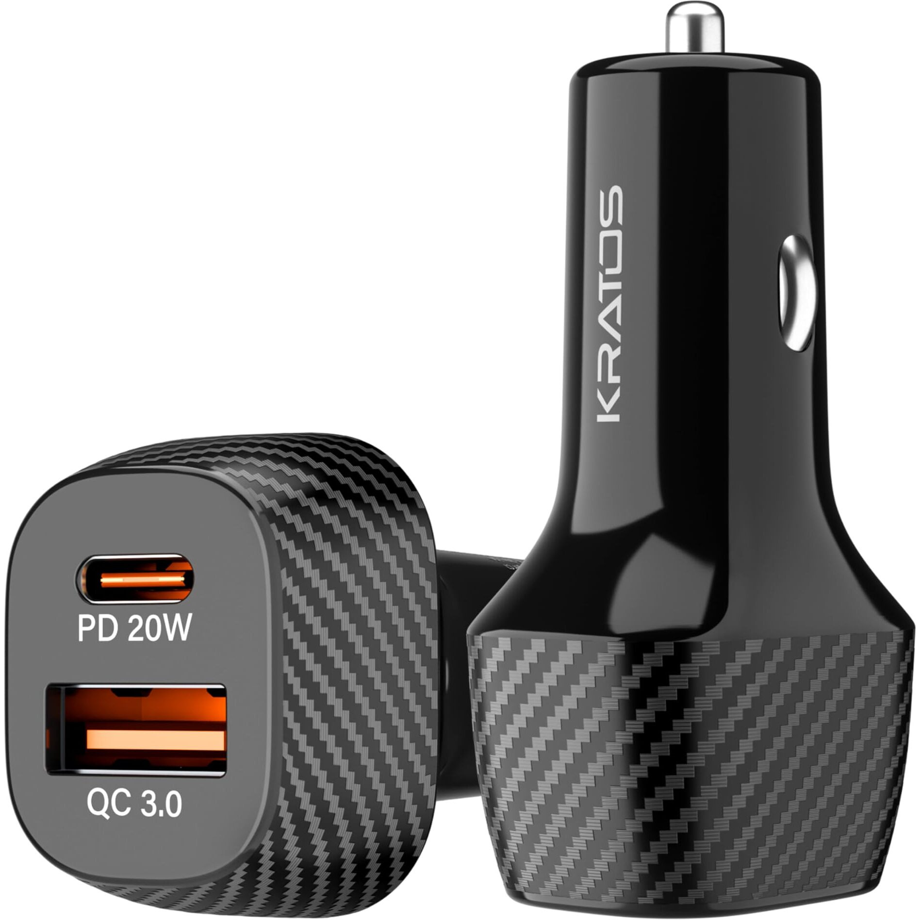 Kratos 51W Car Charger with Dual Output, 51 Watts Total (31W USB + 20W Type C PD), car charger fast charging Compatible for iPhone and all Android Smartphones and Tabletes ( PD 3.0 and QC 3.0 )