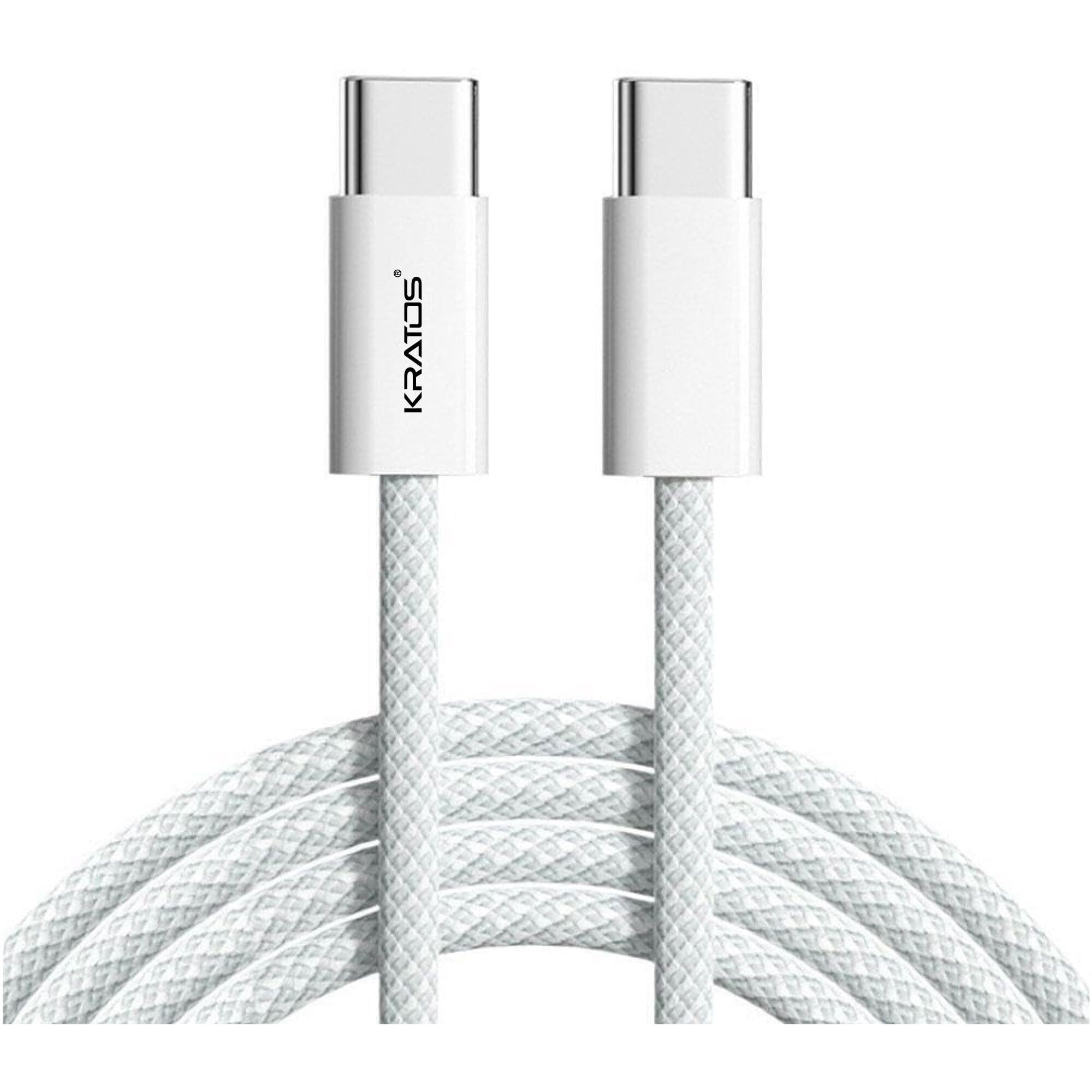Kratos Type C to Type C Fast Charging Cable 1M Unbreakable Nylon Braided C to C cable fast charging compatible with Samsung Galaxy Series, Realme, Redmi, Vivo,Oppo & type c devices, 480Mbps Data Sync
