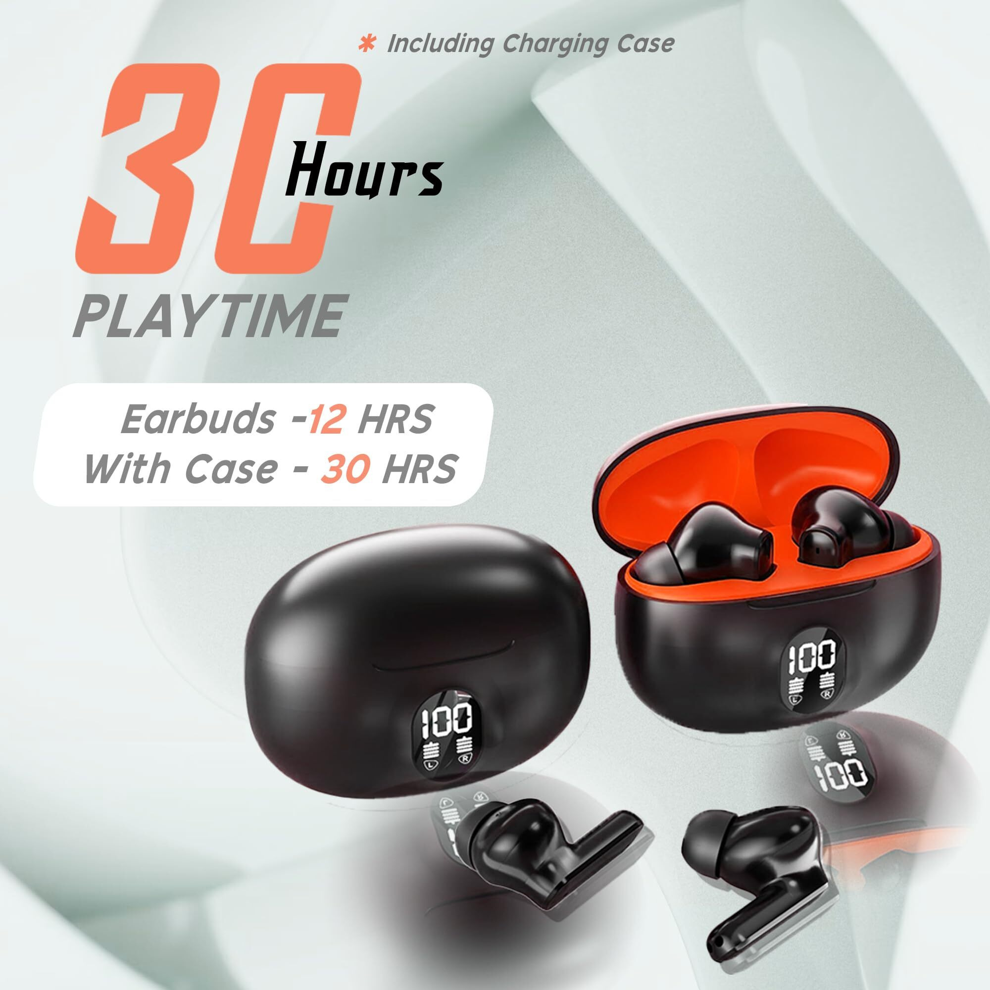 Kratos Cube Earbuds with Large Playtime, Noise Isolation & Clear Calls, Bluetooth Earbuds with Voice Assistant, Ear Buds with Bluetooth V 5.3 & with Type-C Fast Charging, IPX4 Truly Wireless Ear Buds
