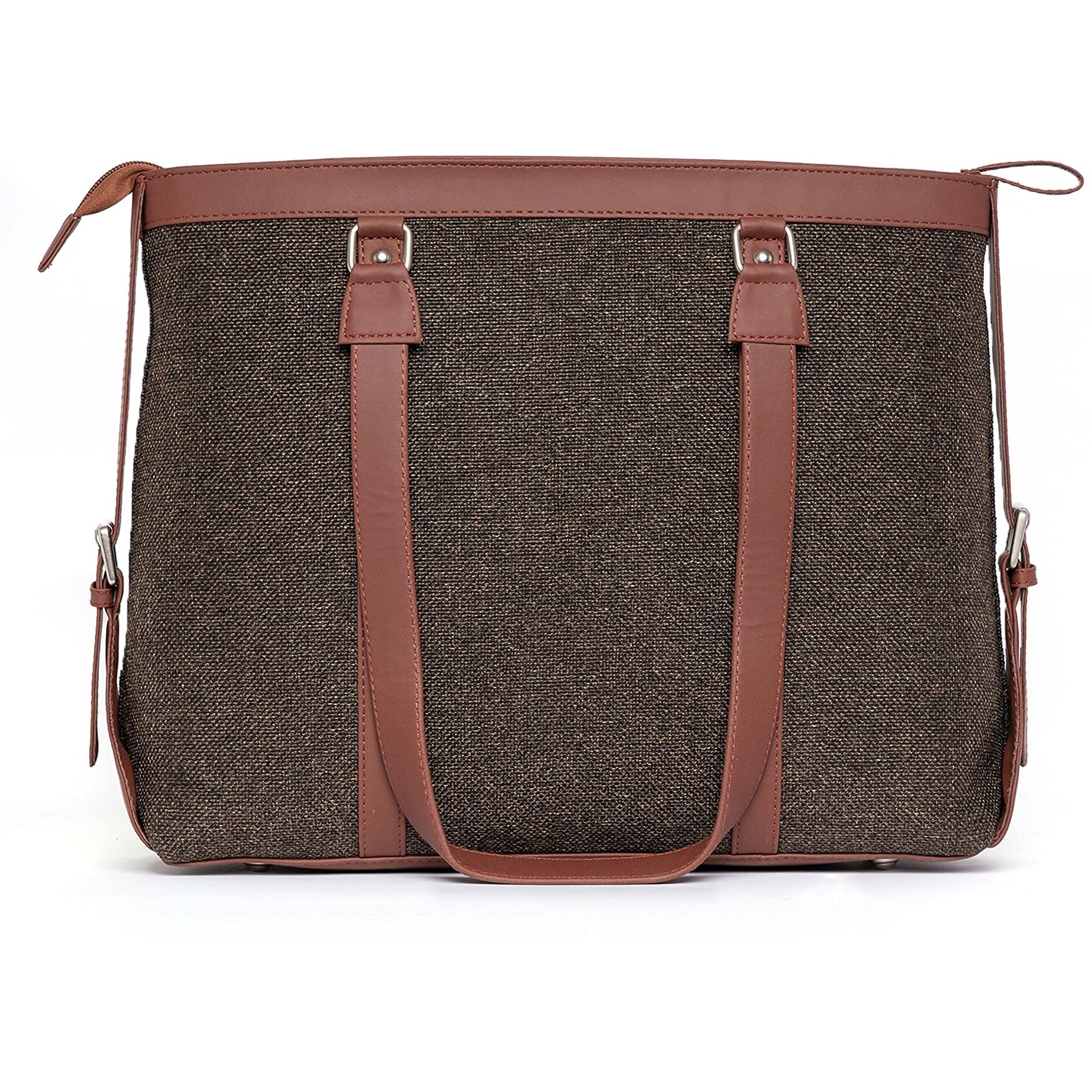ZOUK Solid Handmade Vegan Leather Women's Office Bag for 15.6 inch Laptop with Double Handles - Bristel