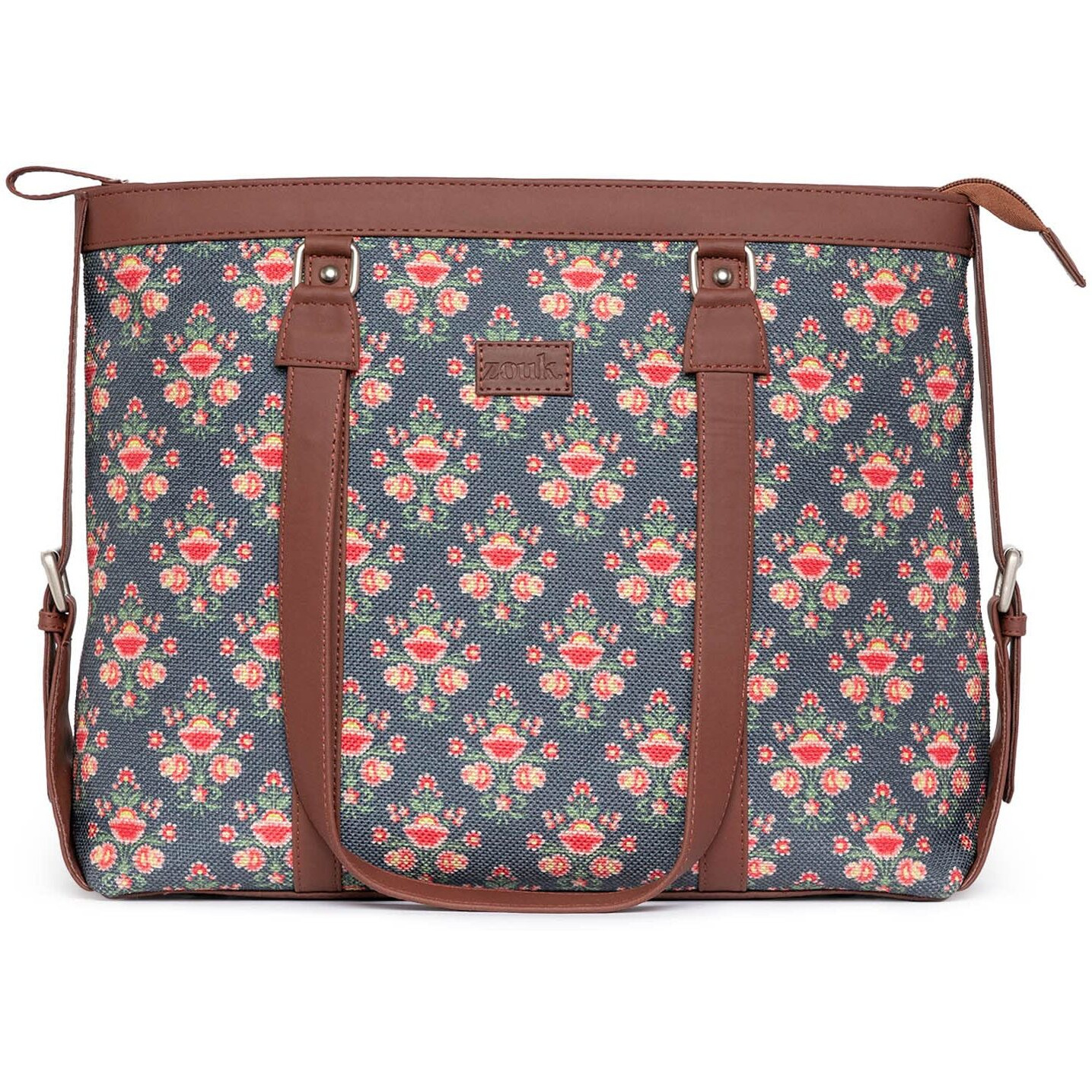 ZOUK Printed Handmade Vegan Leather Women's Office Bag for 15.6 inch Laptop with Double Handles