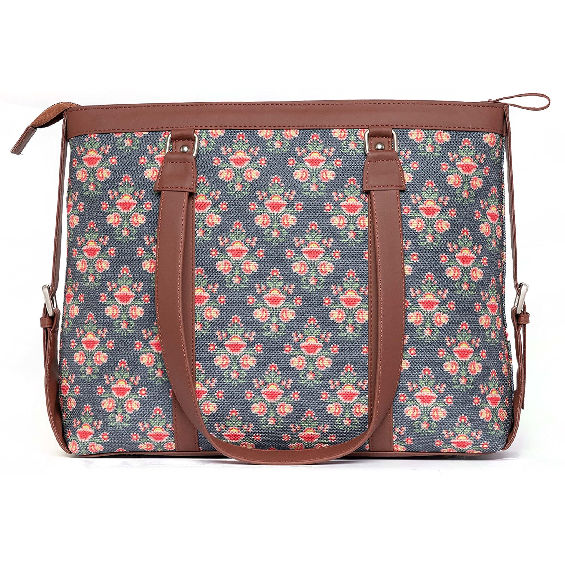 ZOUK Printed Handmade Vegan Leather Women's Office Bag for 15.6 inch Laptop with Double Handles
