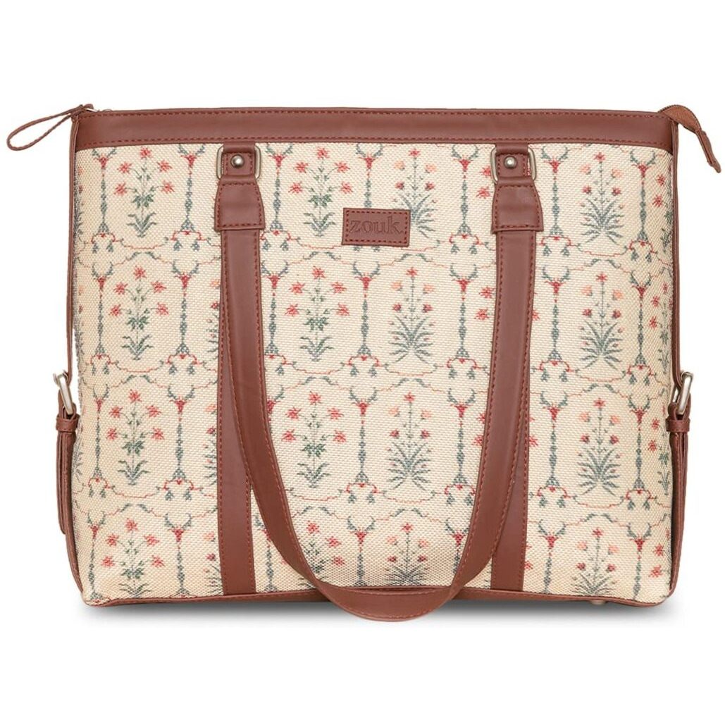 ZOUK Womens Handcrafted Taj Nakashi Women's Office Bag White