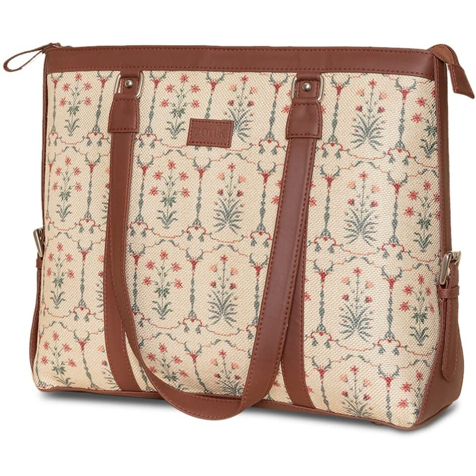 ZOUK Womens Handcrafted Taj Nakashi Women's Office Bag White