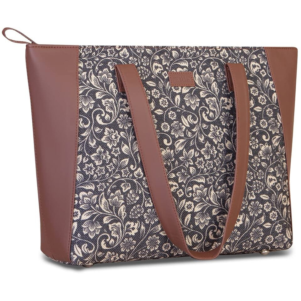 ZOUK Women's Handcrafted Floral Side Tote Bag and Handbag for Office and College