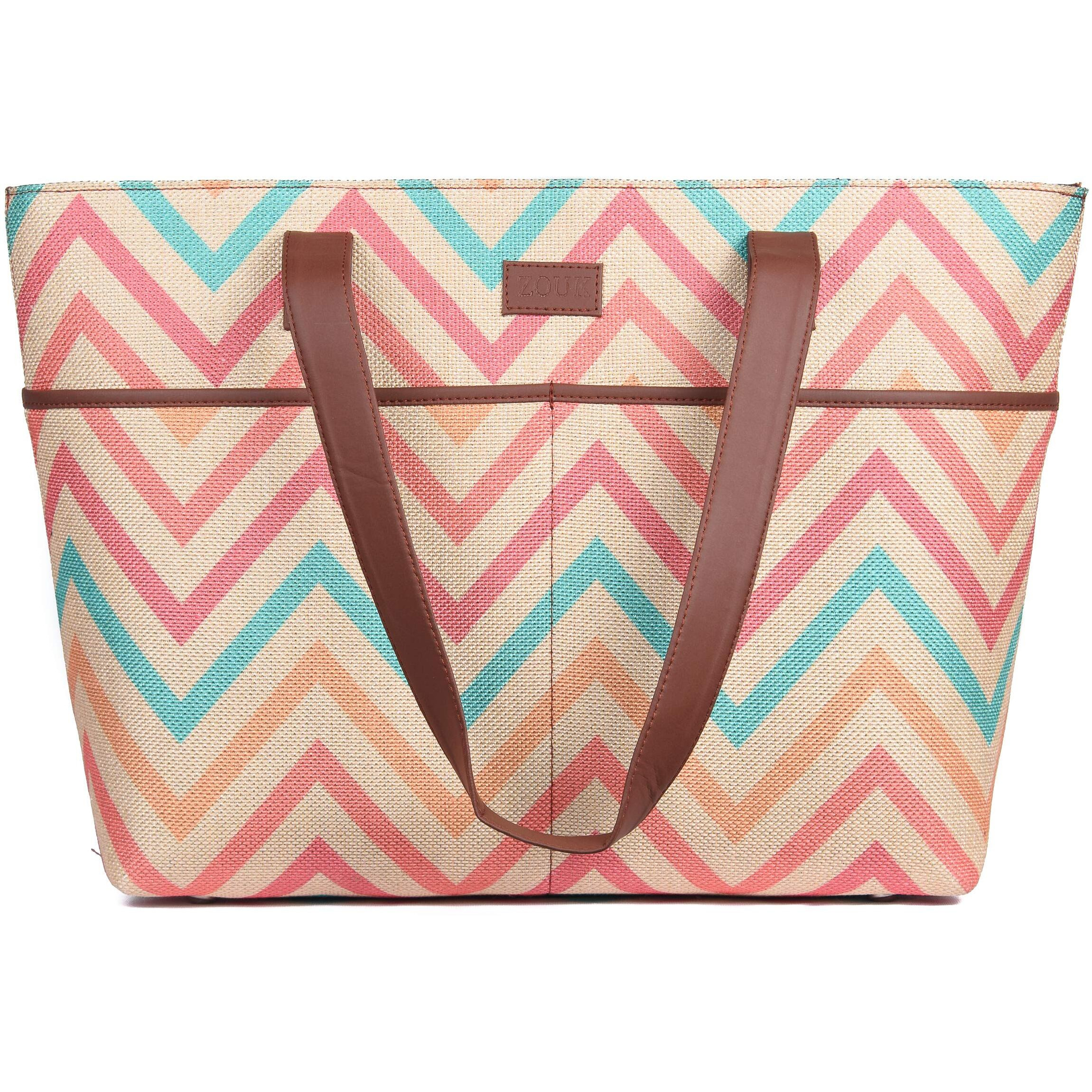 ZOUK Tote Bags Handmade Bags For Daily Use - Vegan Leather Handbags With Double Handle - Printed Totes For Women - Wavbeach Print