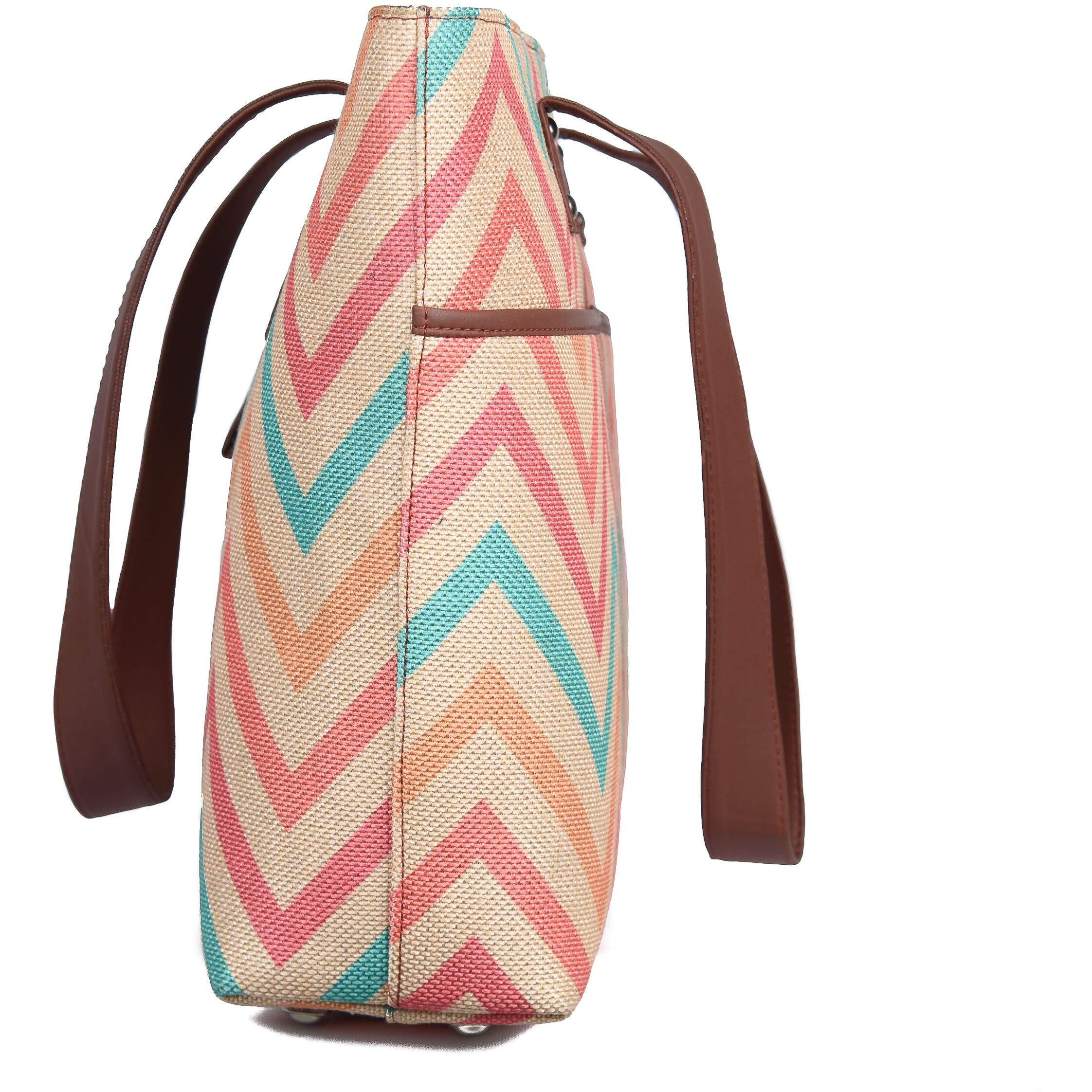 ZOUK Tote Bags Handmade Bags For Daily Use - Vegan Leather Handbags With Double Handle - Printed Totes For Women - Wavbeach Print
