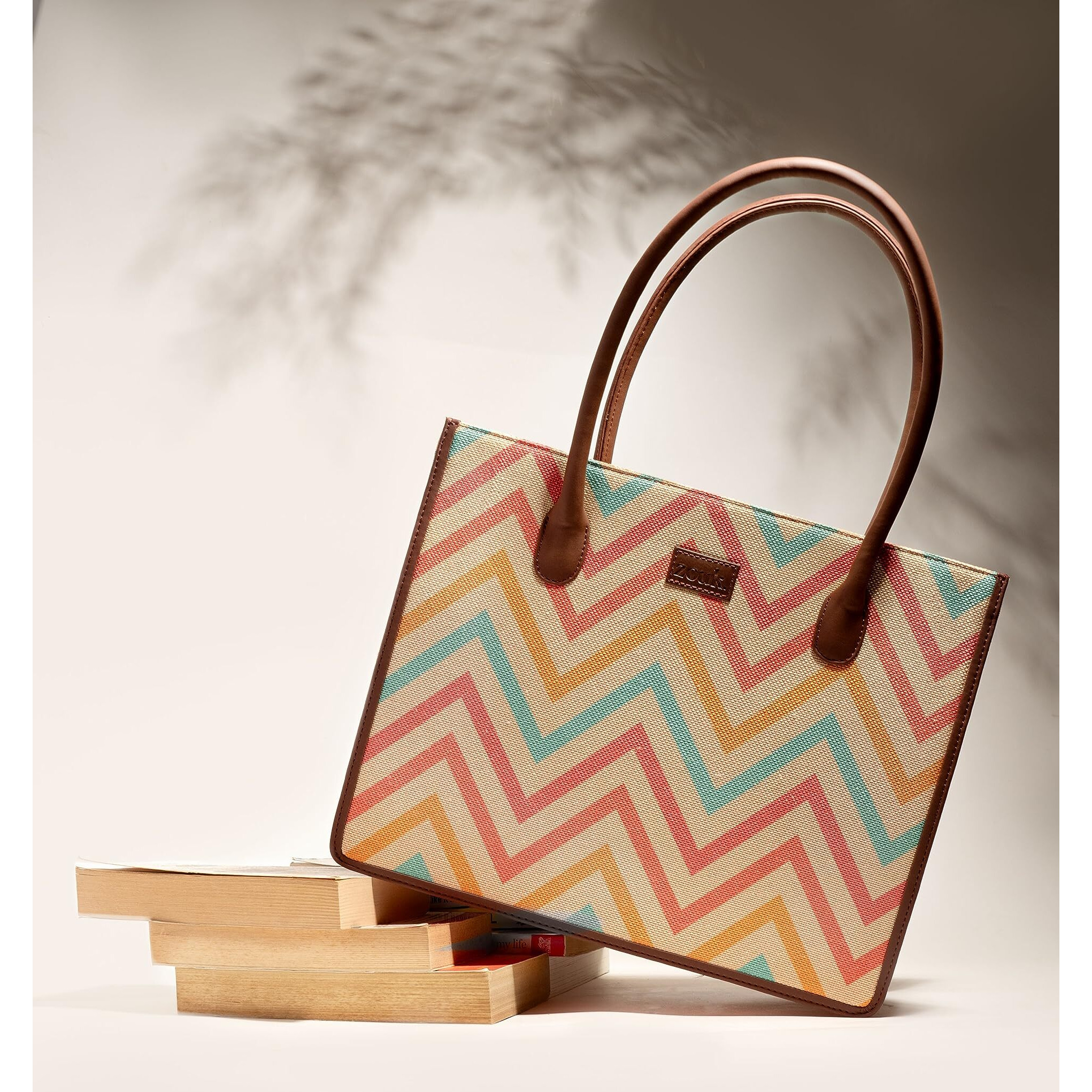ZOUK WavBeach Printed Jute Handcrafted Multicolor Women's Stylish Tote Bags | Tote Handbag| Shoulder bag with double handle