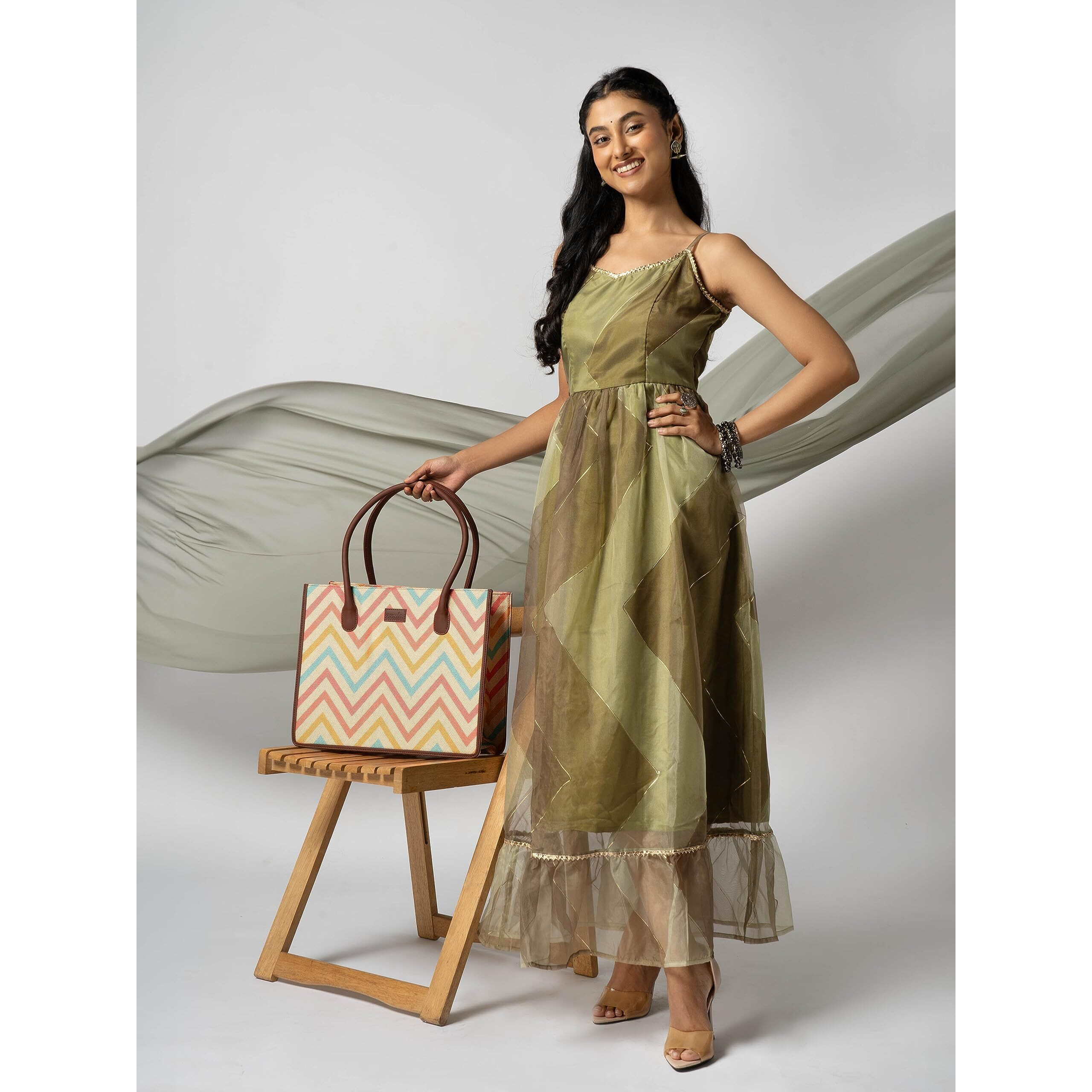 ZOUK WavBeach Printed Jute Handcrafted Multicolor Women's Stylish Tote Bags | Tote Handbag| Shoulder bag with double handle