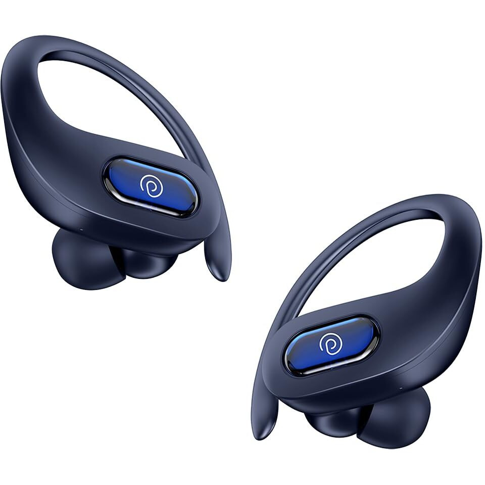 pTron Bassbuds Sports In-Ear TWS Earbuds with Ultra HD Mic, 13mm HyperDrive Transducers with Bass Emitters, 45H Playtime,45ms HyperLow-Latency,BTV5.3 Wireless Headphones, Type-C Charging & IPX5 (Blue)