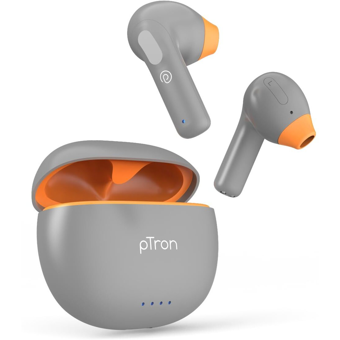 pTron Bassbuds NX in-Ear TWS Earbuds, TruTalk AI-ENC Calls, 32H Playtime, 13mm Drivers, Bluetooth 5.3 Wireless Headphones, Voice Assistant, Type-C Fast Charging & IPX5 Water Resistant (Cool Gray)