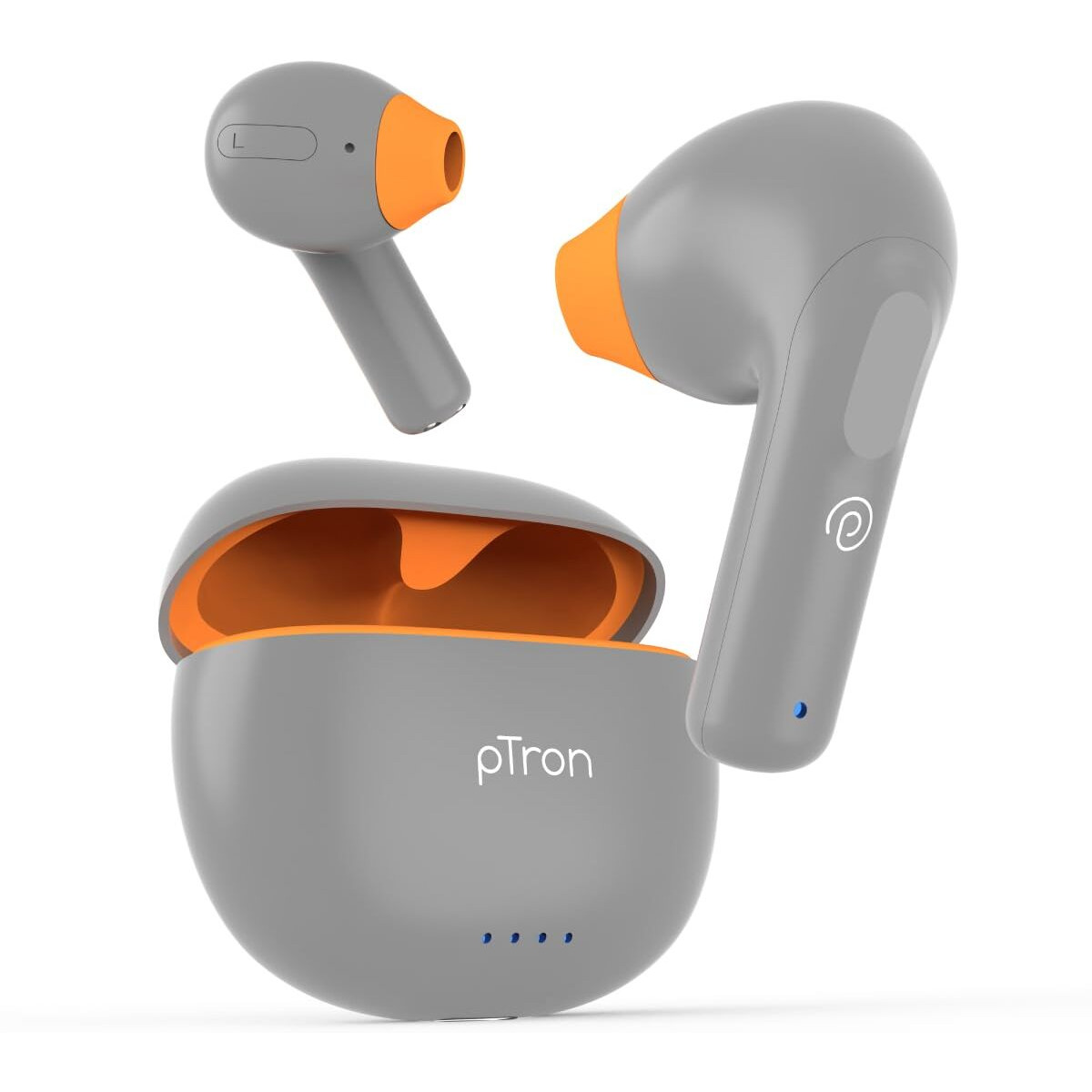 pTron Bassbuds NX in-Ear TWS Earbuds, TruTalk AI-ENC Calls, 32H Playtime, 13mm Drivers, Bluetooth 5.3 Wireless Headphones, Voice Assistant, Type-C Fast Charging & IPX5 Water Resistant (Cool Gray)