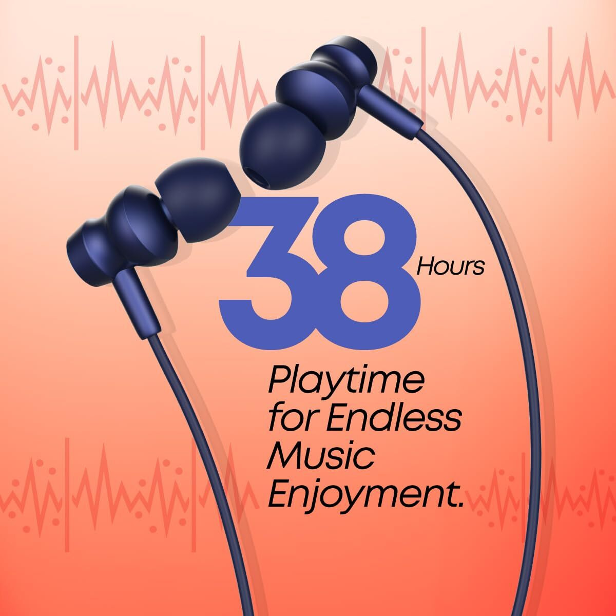 pTron Tangent Flex Bluetooth 5.3 Wireless In-Ear Headphone with Mic, 38Hrs Playtime, 13mm Driver, Dual Device Pairing Wireless Neckband, Type-C Charge, Magnetic Buds & IPX5 Water Resistant (Bold Blue)