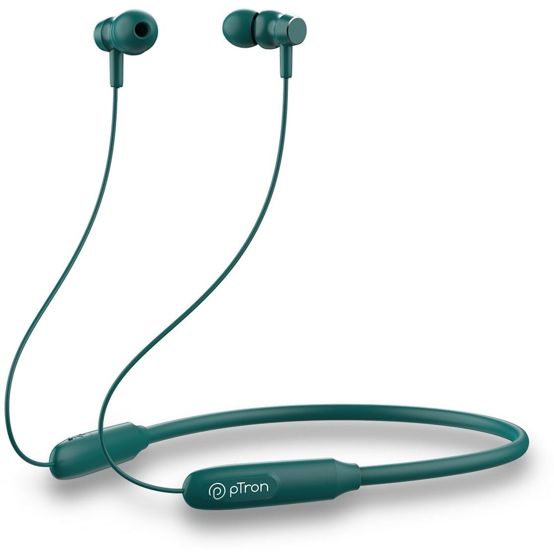 pTron Tangent Flex Bluetooth 5.3 Wireless In-Ear Headphone with Mic, 38H Playtime, 13mm Driver, Dual Device Pairing Wireless Neckband, Type-C Charge, Magnetic Buds & IPX5 Water Resistant(Forest Green)