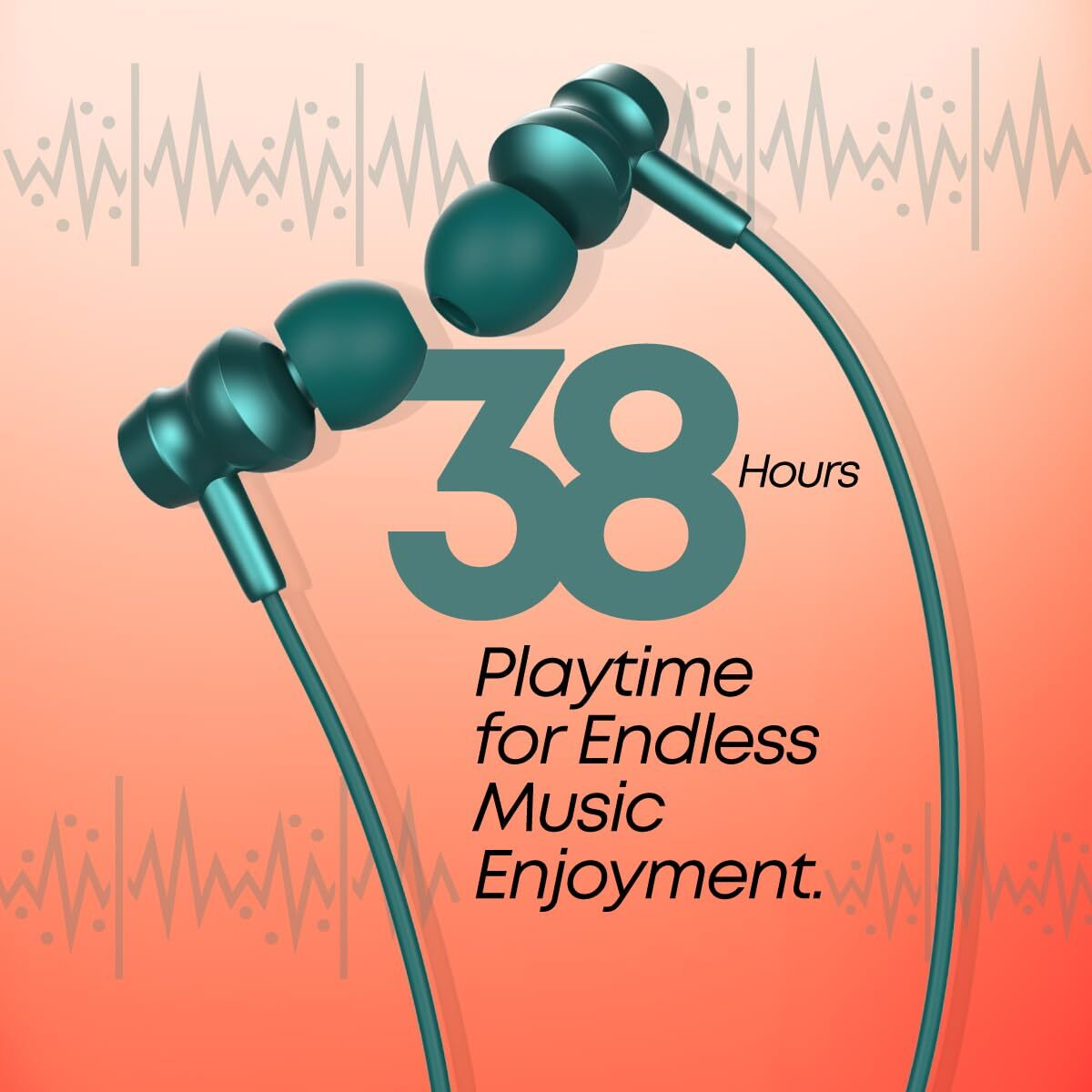 pTron Tangent Flex Bluetooth 5.3 Wireless In-Ear Headphone with Mic, 38H Playtime, 13mm Driver, Dual Device Pairing Wireless Neckband, Type-C Charge, Magnetic Buds & IPX5 Water Resistant(Forest Green)