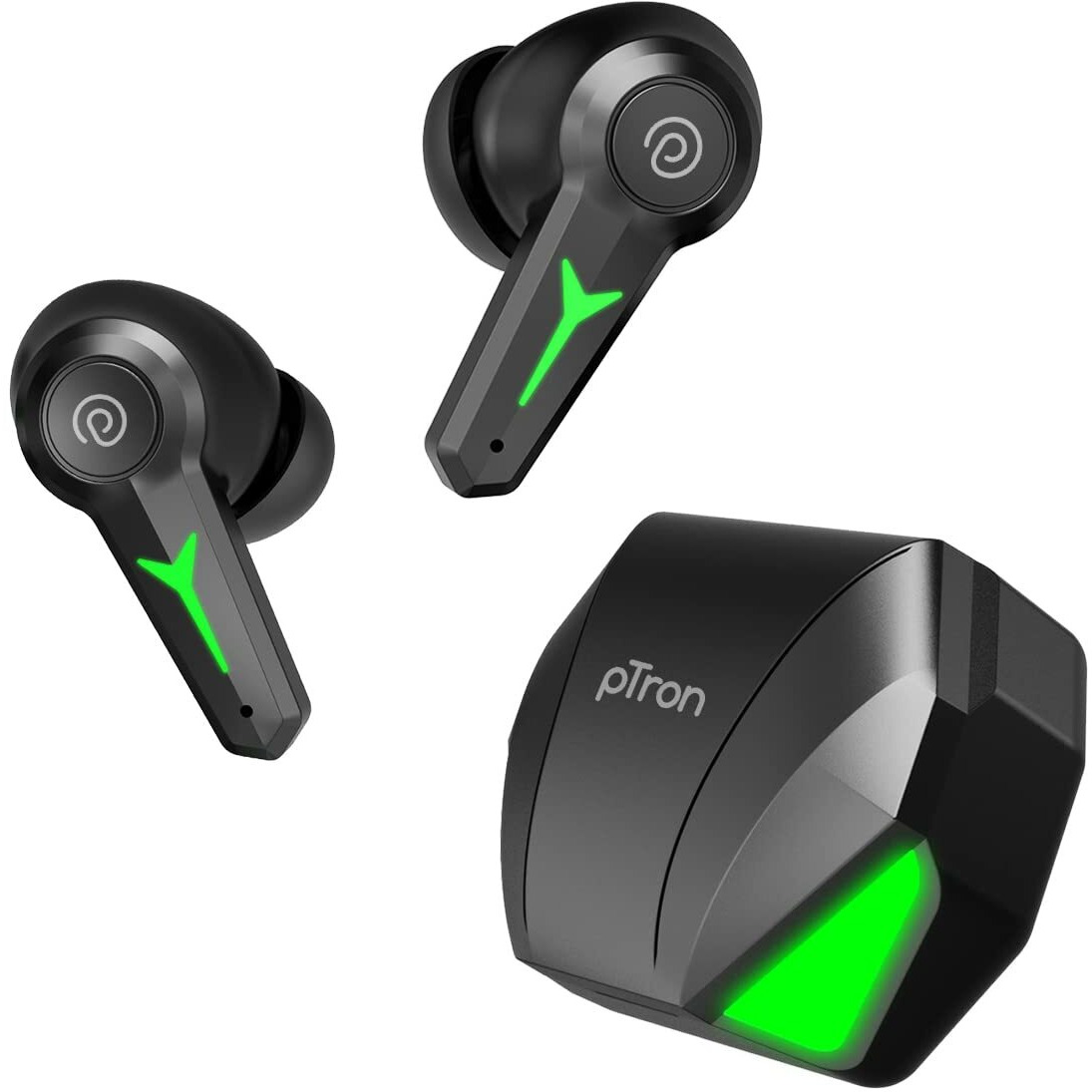 pTron PlayBuds 2 in-Ear TWS Earbuds with TruTalk AI-ENC Calls, 40ms Game/Music Mode, 45Hrs Playtime, 13mm Drivers, Bluetooth V5.3 Headphones, Type-C Fast Charging & IPX5 Water Resistant (Raven Black)