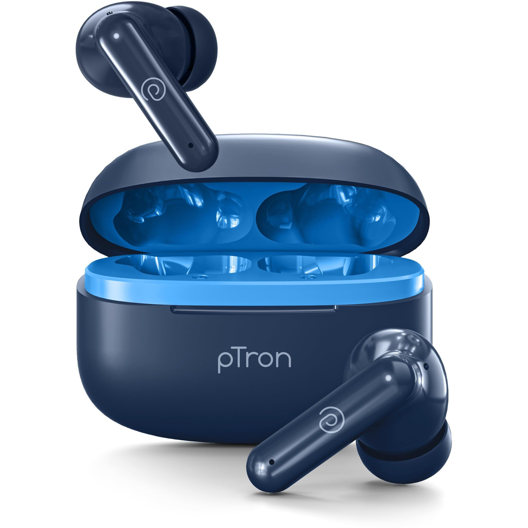 pTron Zenbuds X1 Quad Mic TWS Earbuds with 40hrs Playtime, In-Ear Sensor, TruTalk AI-ENC Calls, 40ms Movie/Music Modes, Bluetooth 5.3 Headphones, TypeC Fast Charging & IPX5 Water Resistant (Bold Blue)