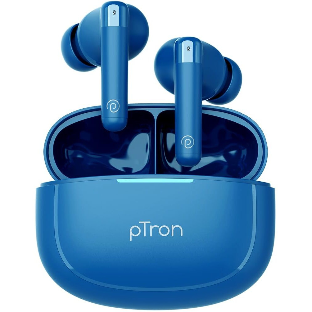 pTron Bassbuds Duo Pro TWS in-Ear Earbuds with 3D Audioscape, Ultra HD Mic for TruTalk AI ENC Calls, 38hrs Playtime, 50Ms Low Latency,BT 5.3 &, Fast Type-C Charging & IPX5 Water Resistant(Steel Blue)