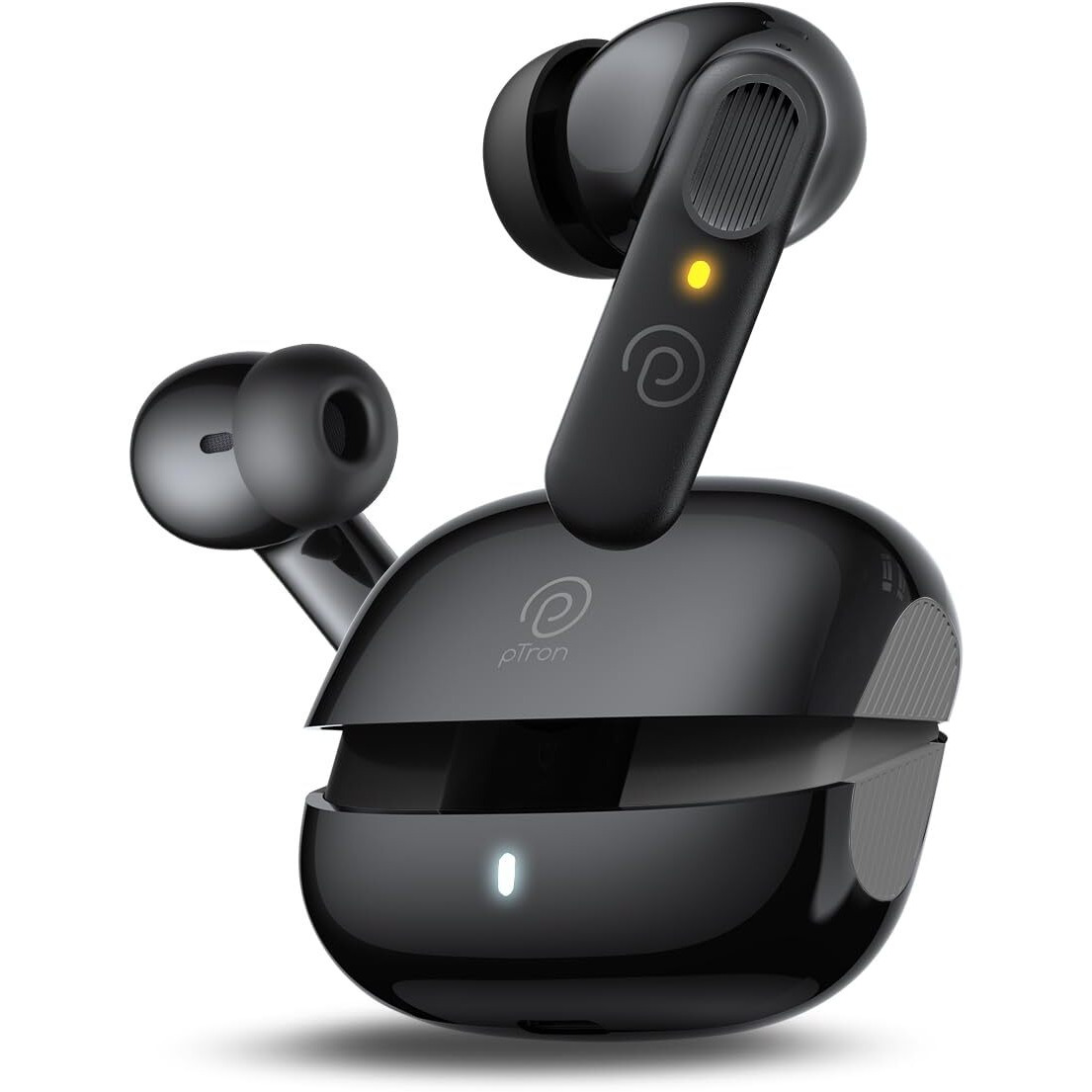 pTron Zenbuds 1 V2 ANC Bluetooth V5.3 in-Ear Earbuds, 32db Quietsound Tech, 13mm HyperDrivers with 4D Panaromic Audio, 4 QuadPro ANC Mics, 40Ms Low Latency Game/Music Modes & IPX5 (Jet Black)