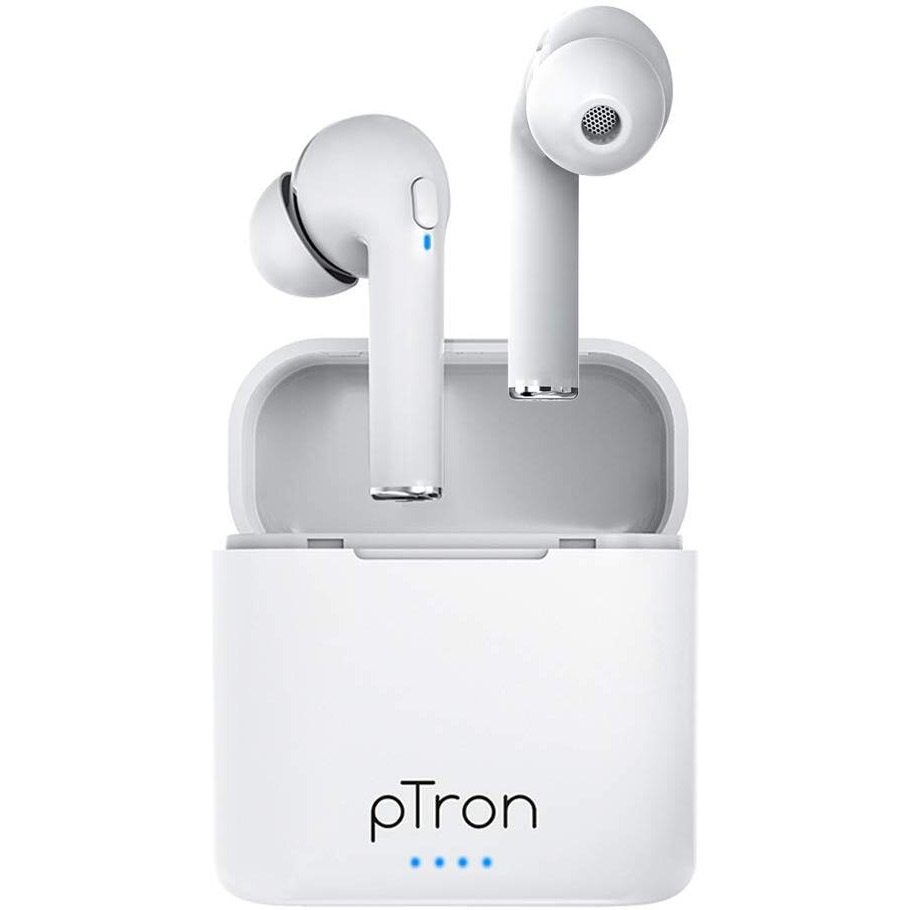 pTron Bassbuds Vista in-Ear TWS Earbuds, HD Mic for Clear Calls, Immersive Audio, Snug-fit Buds, Bluetooth v5.1 with Quick Pairing, Passive Noise Cancelation, Voice Assist & IPX4 (Snow White)