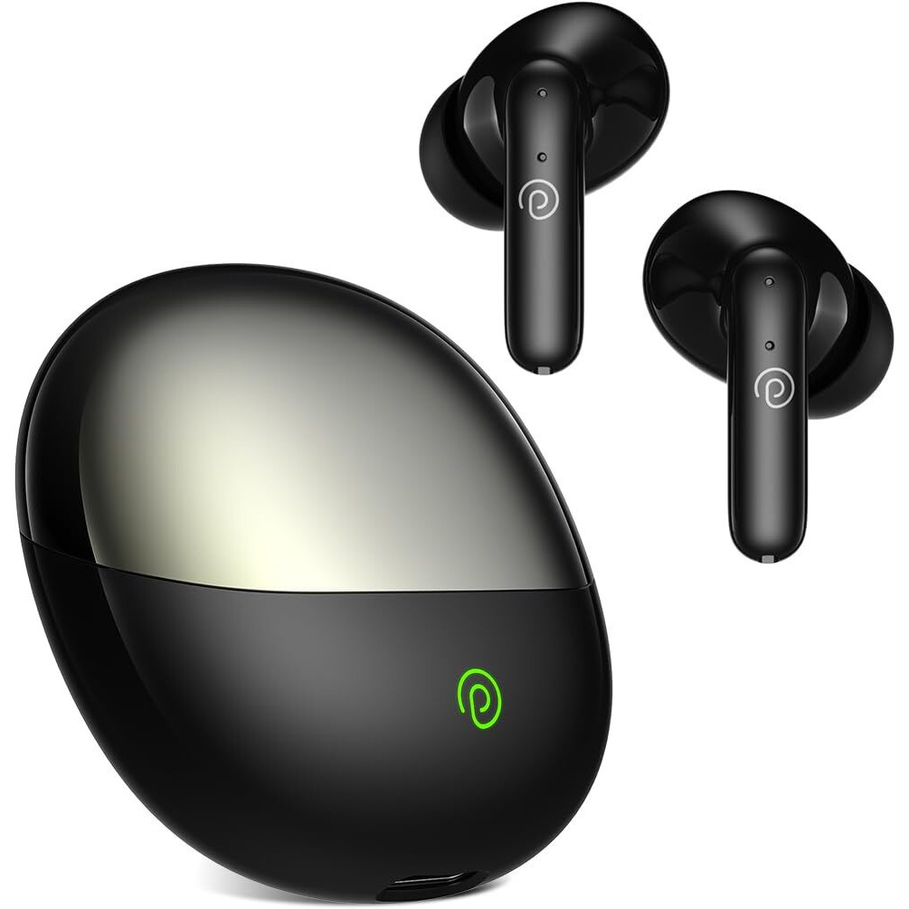pTron Zenbuds Evo in-Ear TWS Earbuds, Built-in HD mics with TruTalk AI-ENC for Stereo Calls, 45ms Movie/Music Modes, 32Hrs Playtime, Bluetooth v5.3, IPX5 & Type-C Fast Charging (Jet Black)