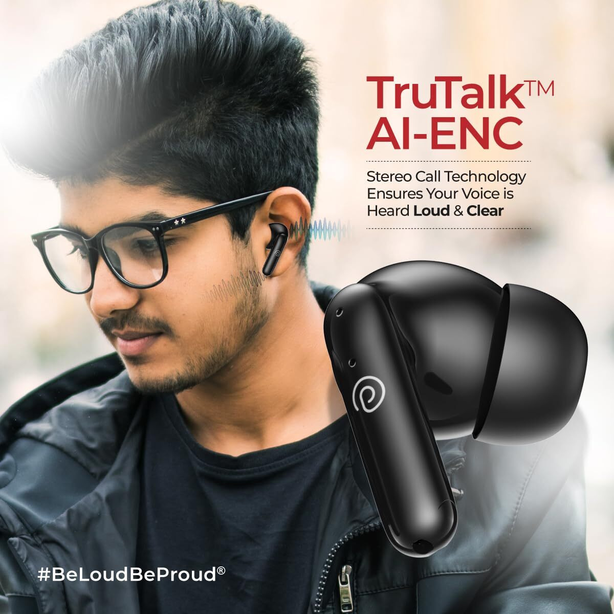 pTron Zenbuds Evo in-Ear TWS Earbuds, Built-in HD mics with TruTalk AI-ENC for Stereo Calls, 45ms Movie/Music Modes, 32Hrs Playtime, Bluetooth v5.3, IPX5 & Type-C Fast Charging (Jet Black)