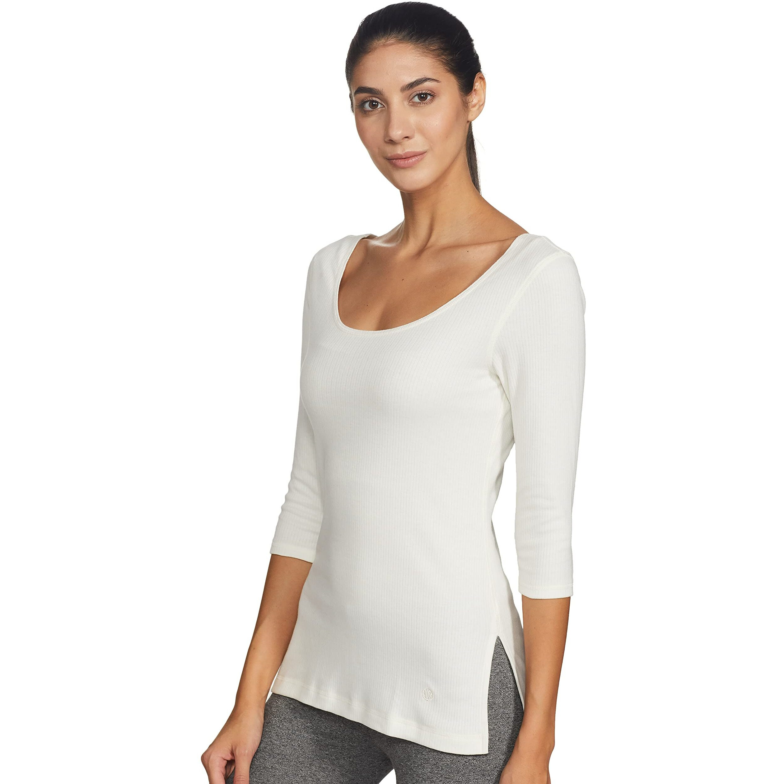 Van Heusen Women Anti Bacterial 3/4th Sleeve Thermal Vest - Round Neck, Super Soft_77402_Ivory_XL