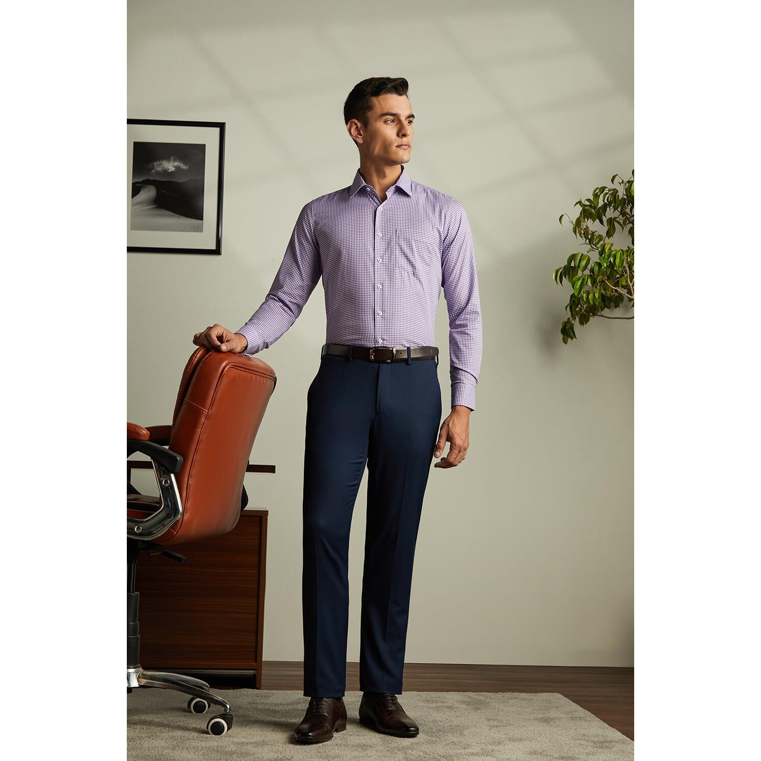 Van Heusen Men's Slim Fit Shirt (VHSFFSLB363431_Purple 42)