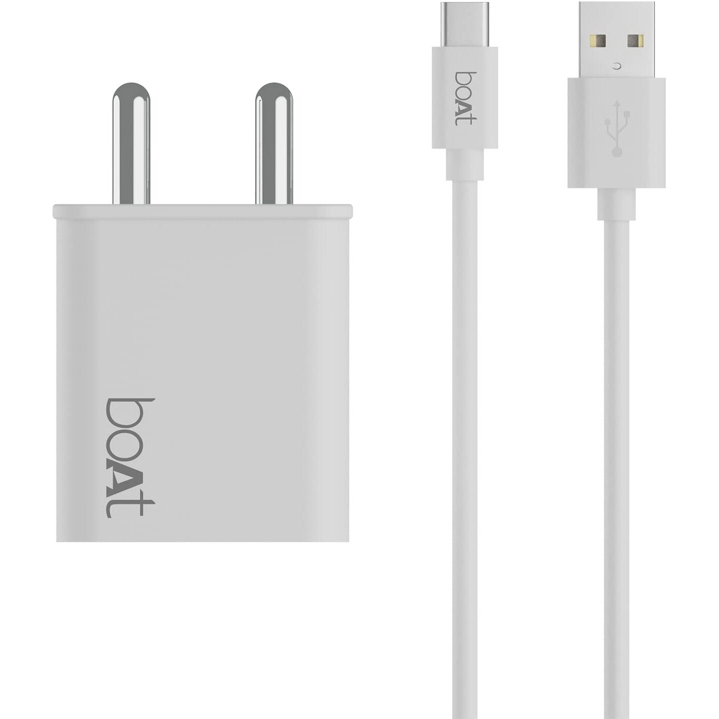 boAt WCDV 22.5W Dual Port Charger with 22.5W Power Delivery Support & 18W Quick Charge 3.0, Smart IC Protection, Auto Detection for Samsung, Xiaomi & Android Users with Type A to Type C Cable(White)