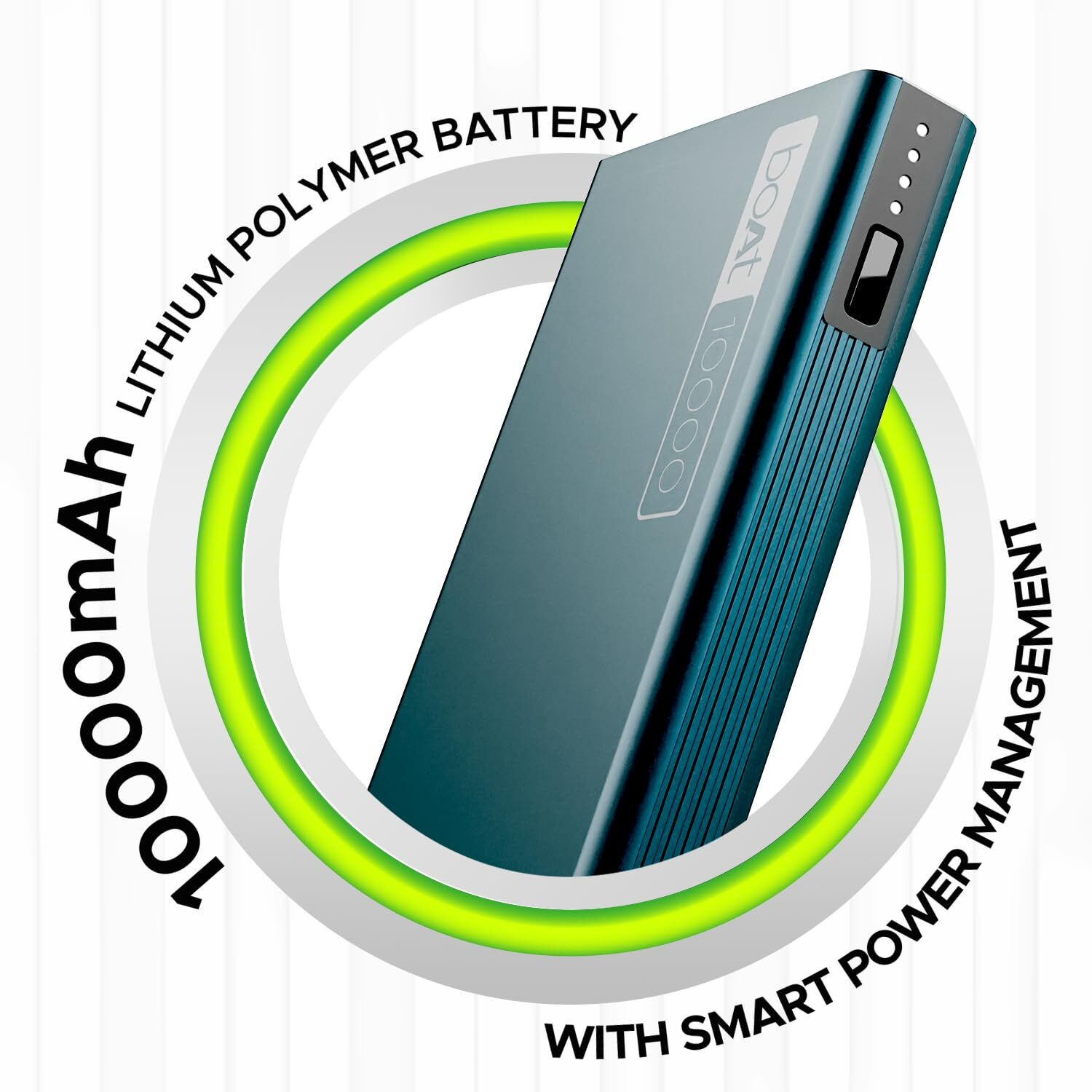 boAt Energyshroom PB300 Powerbank with 10000mAh Battery, 22.5w Fast Charging, Wireless Charging, 12-Layer Smart IC Protection, LED Indicators and Aluminum Alloy Casing(Steel Blue)