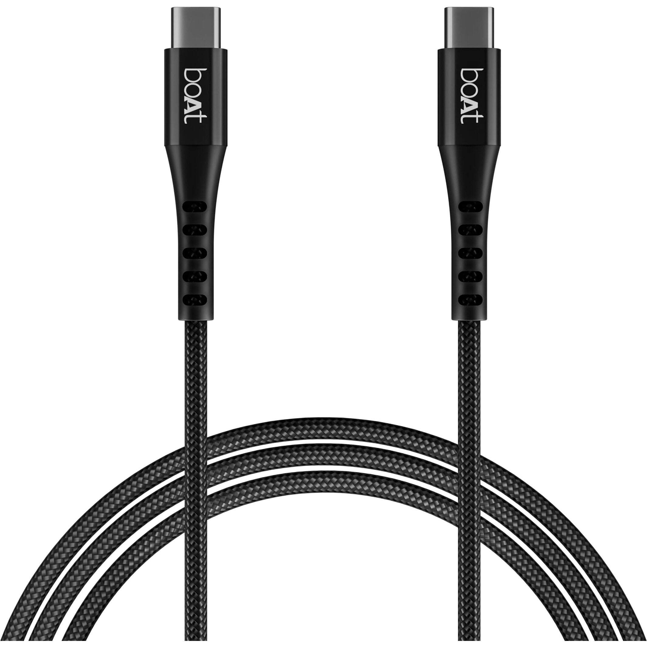 boAt Type-C C600 Tangle-Free, Sturdy Cable w/ 100W/5A Fast Charging & 10Gbps Data Transmission, 10000+ Bends Lifespan and Extended 1.5m Length,Compatible w/Xiaomi, Oneplus, Samsung, Vivo & Oppo(Black)