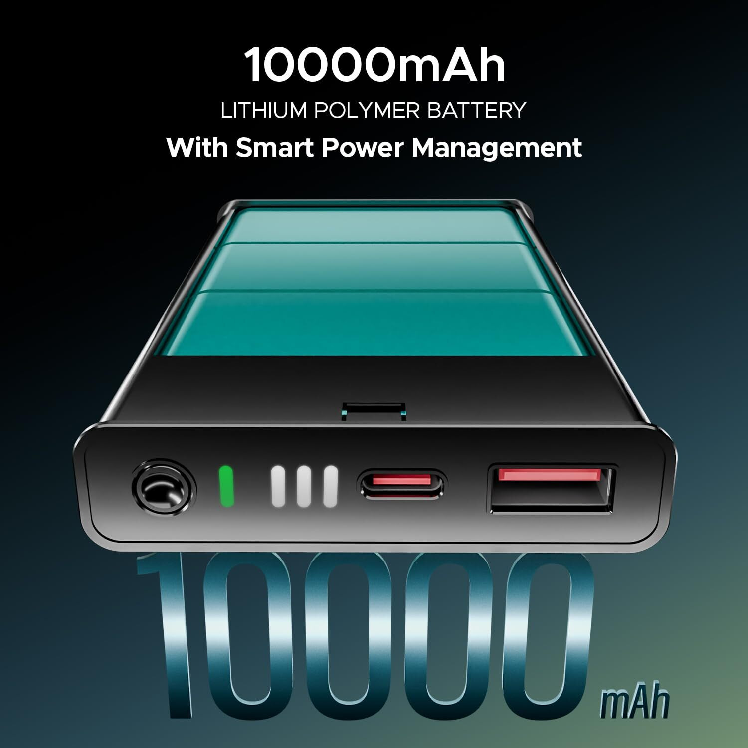 boAt Energyshroom PB300 Pro 10000mAh | Pocket Size Compact Power Bank, Type-C Input (2-Way Port), Pass-Through Charging, Compatible with Tablets, Smartphones, Earbuds, Smartwatch(Emerald Green)