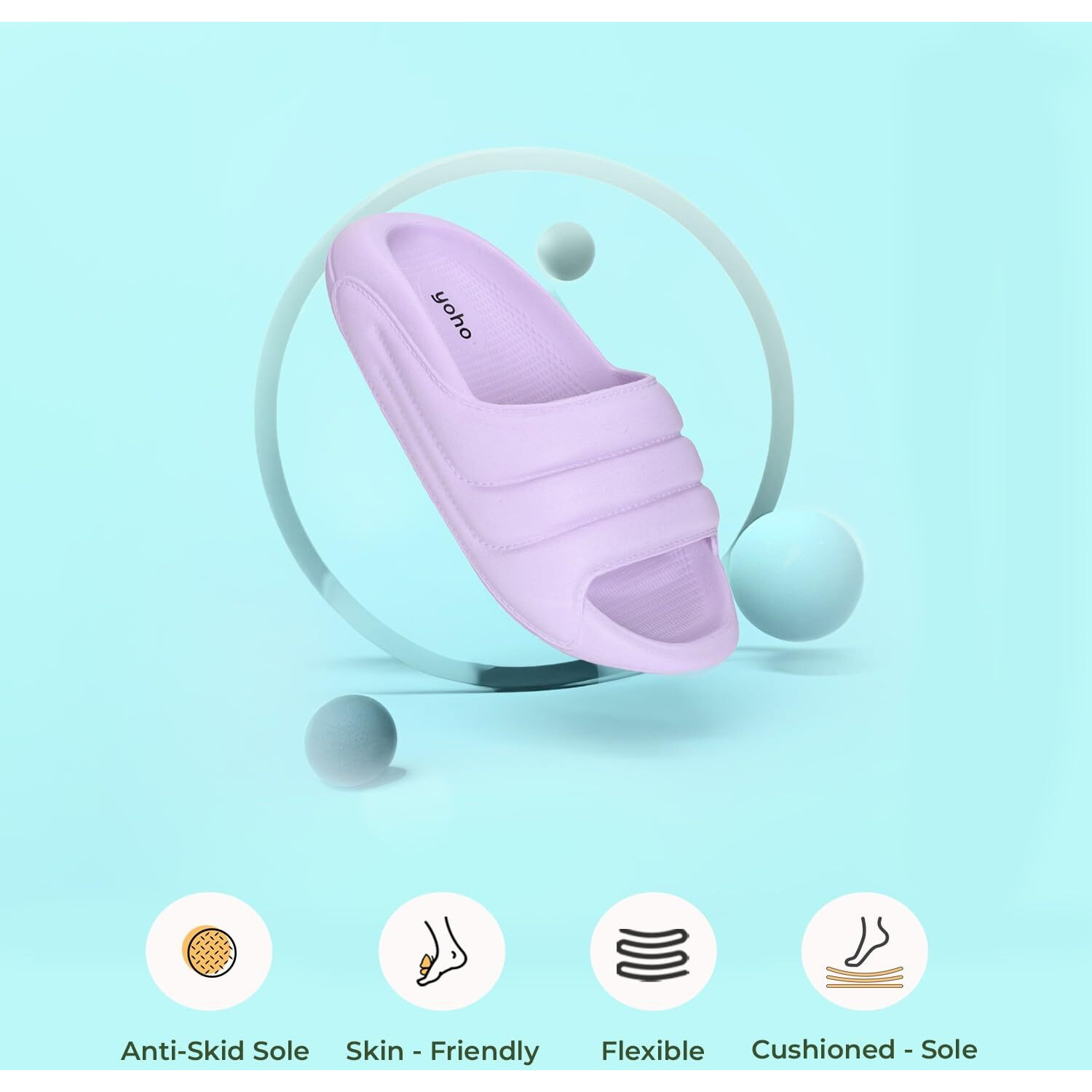 YOHO Dolphy EVA Sliders For Women | Anti-slip sole | Sweat free | Super flexible