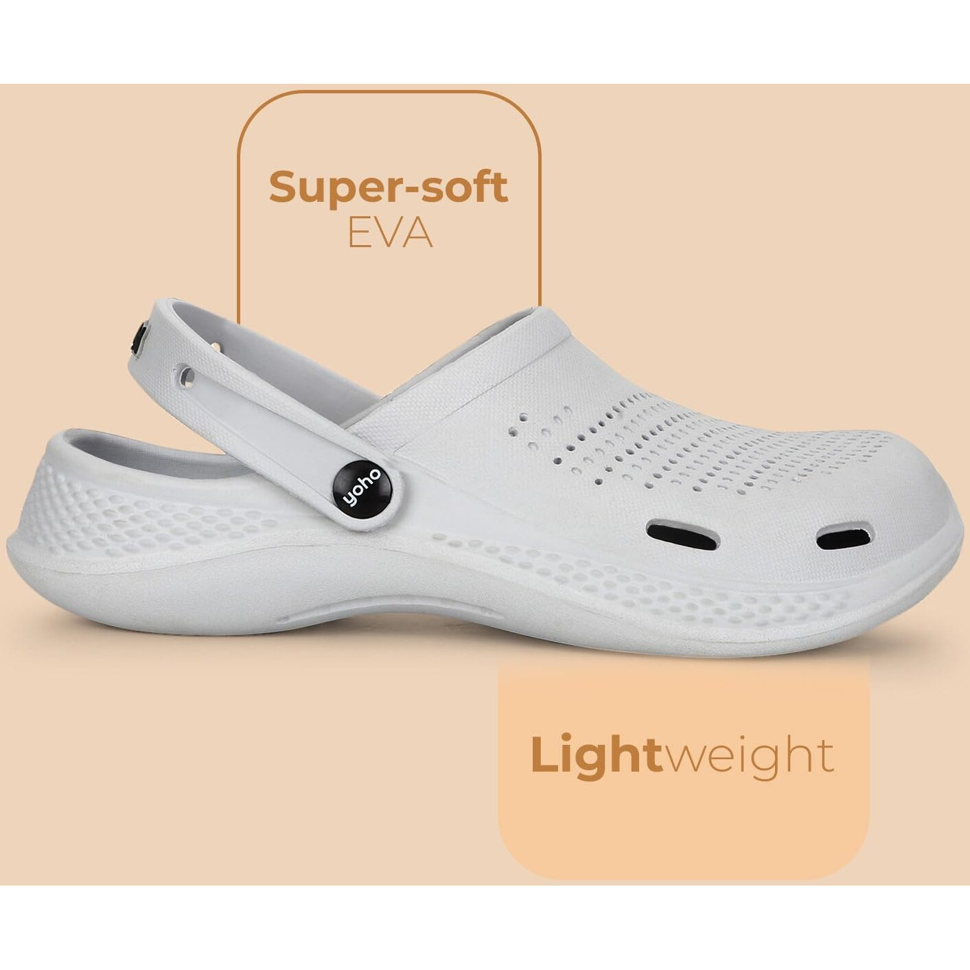 YOHO Classic Clogs for Men | Cushioned Footwear | Lightweight | Waterproof l Stylish Dove Grey