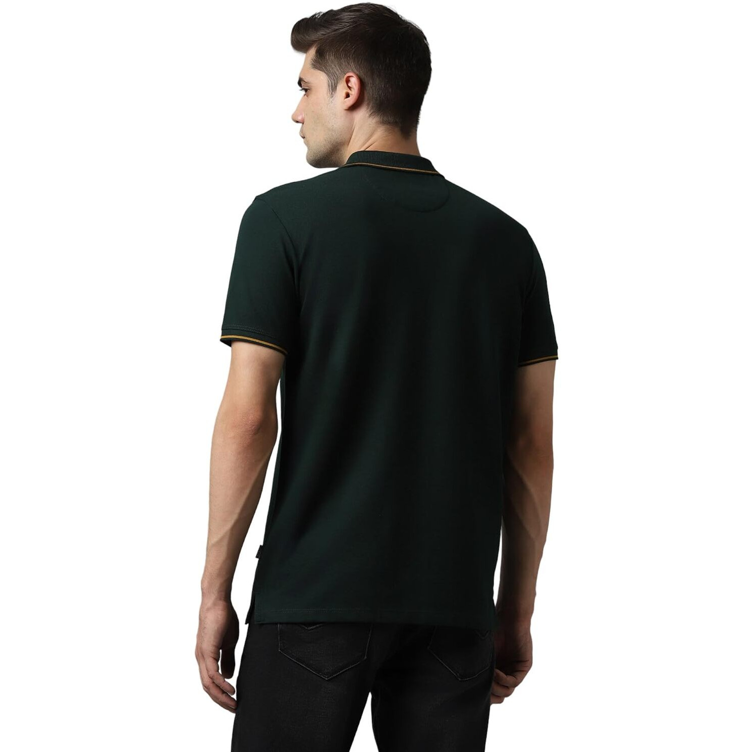 Louis Philippe Men's Solid Slim Fit T-Shirt (LRKPCSLFC86350_Green