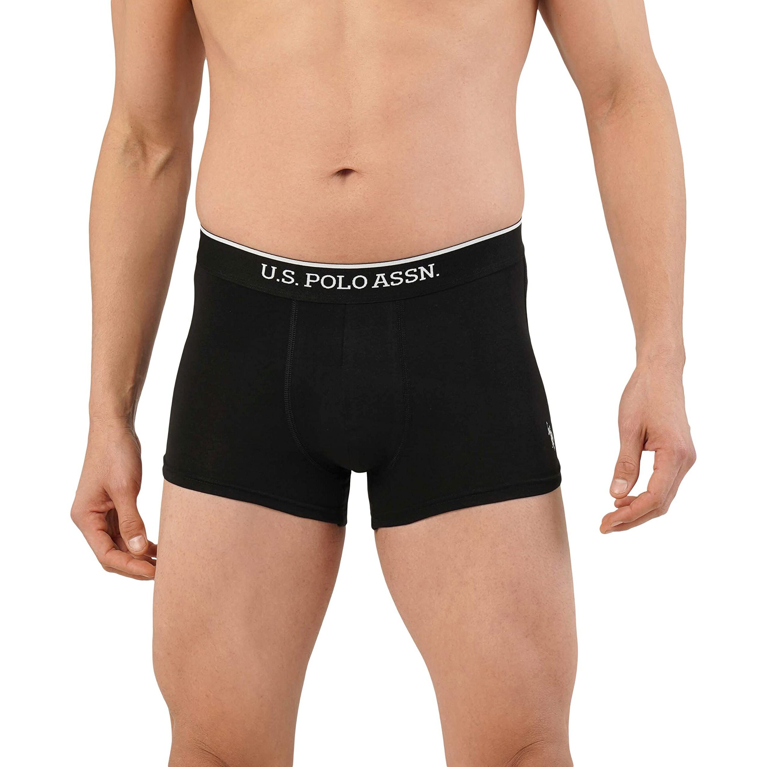 U.S. POLO ASSN. Men Cotton Stretch Antibacterial Et004 Trunks - Pack of 2 (Black/Bosphorous M)