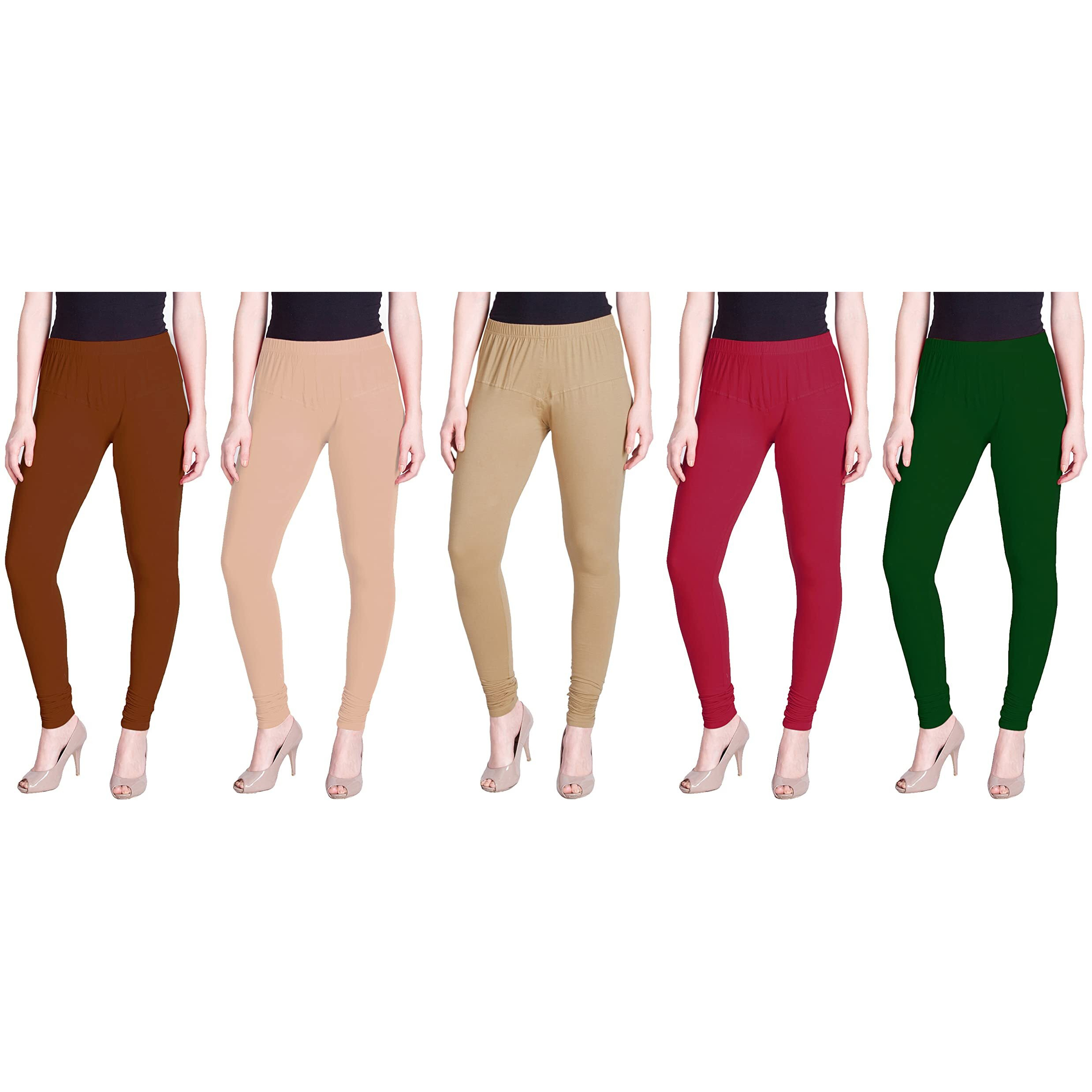 Lyra Women Solid Premium Cotton Churidar Leggings | Mid-Waist | Fashionwear