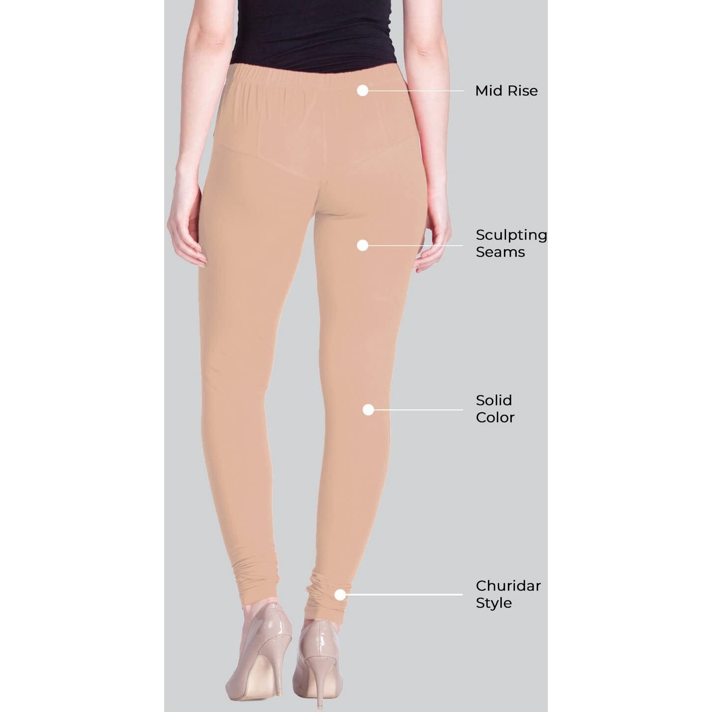 Lyra Women Solid Premium Cotton Churidar Leggings | Mid-Waist | Fashionwear