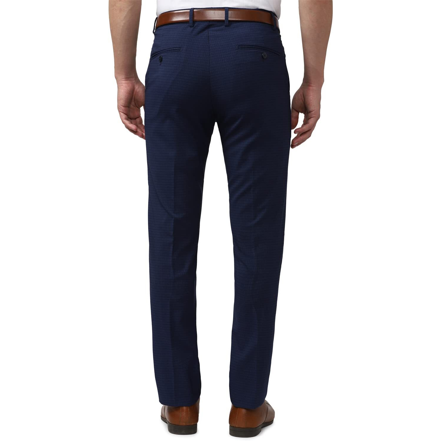 Peter England Men's Slim Fit Solid Formal Trouser Navy