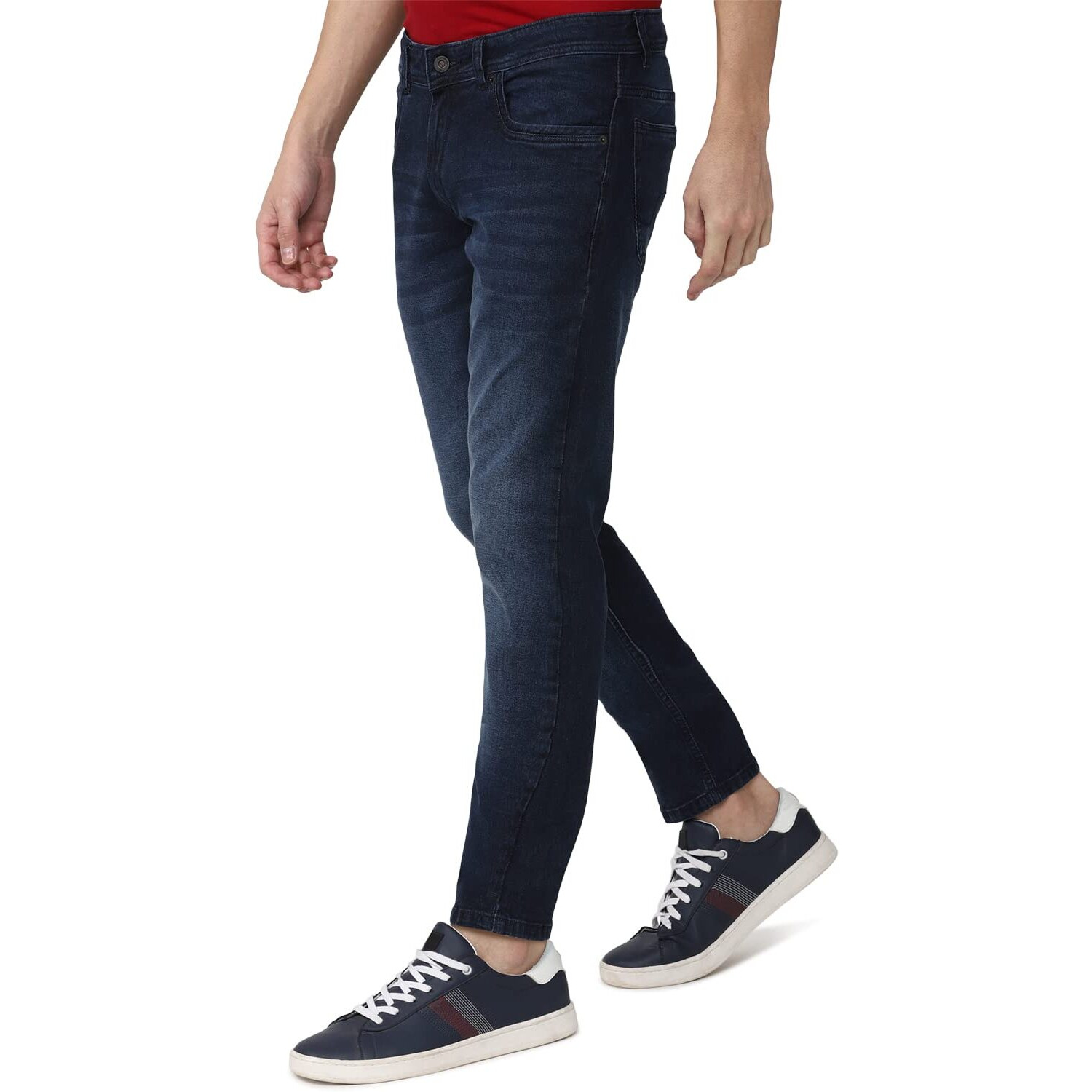 Peter England Men's Mid Wash Stretchable Jeans Dark Navy
