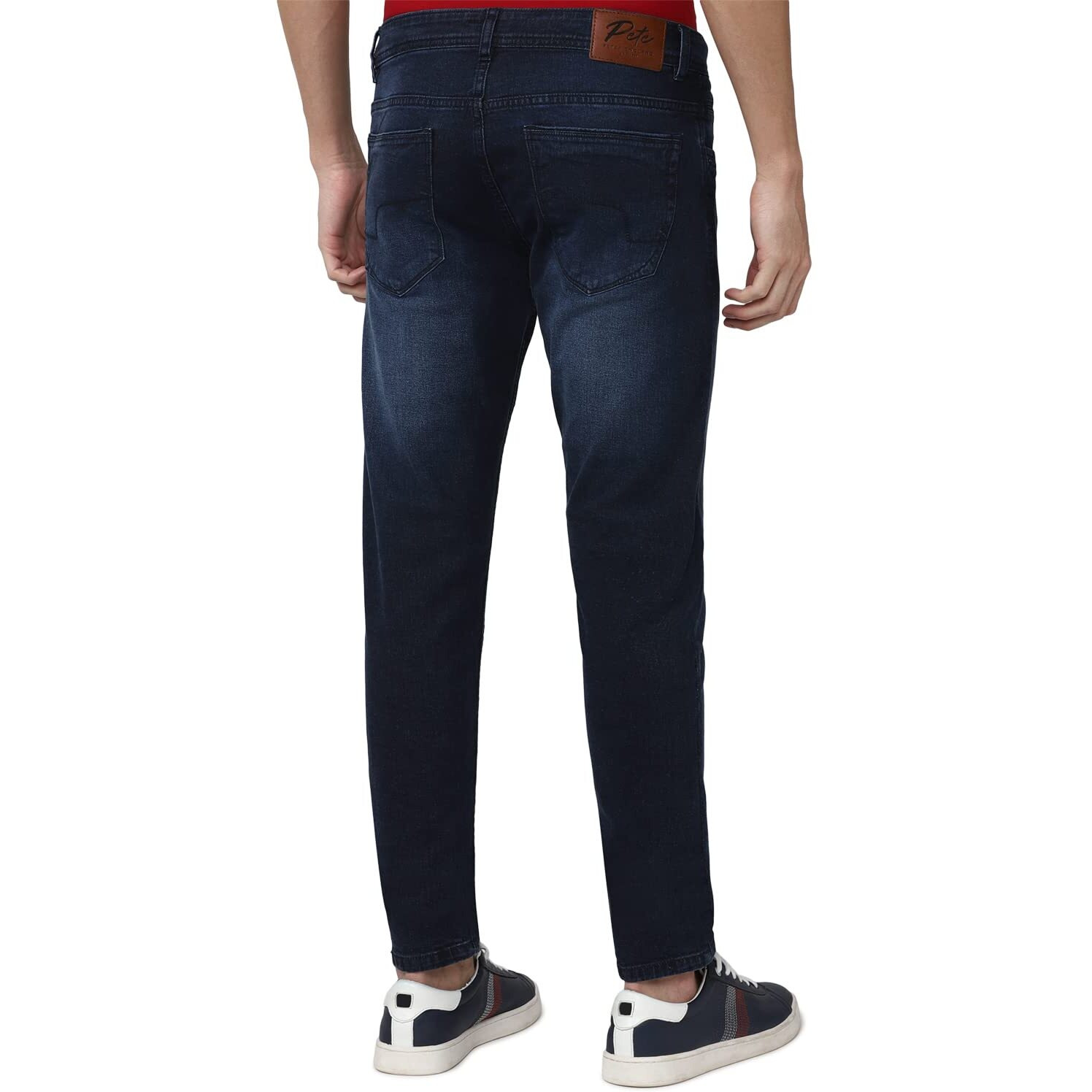 Peter England Men's Mid Wash Stretchable Jeans Dark Navy