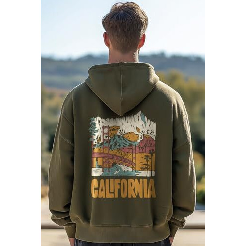 NOBERO Men's Cotton Neck Hooded Sweatshirt (1M-TWRH-C0737_Olive Green