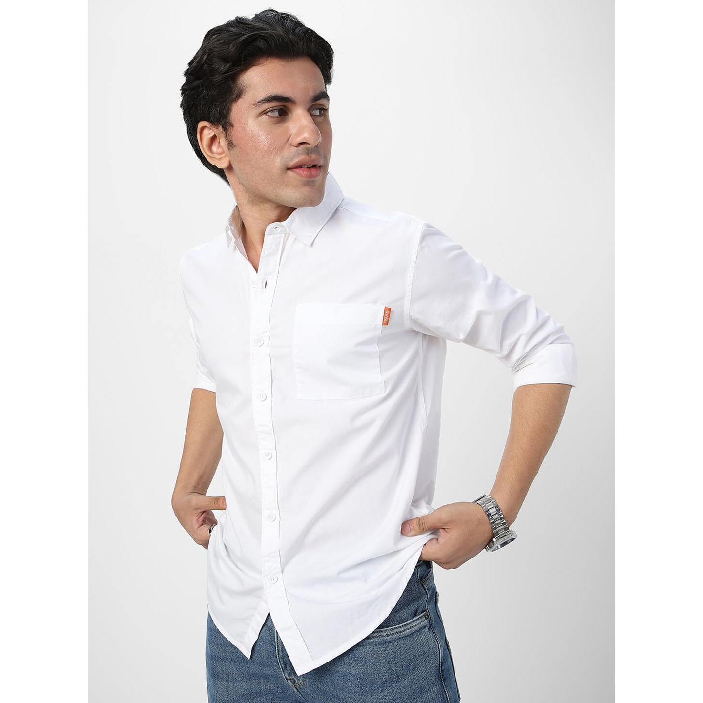 Urbano Fashion Men's White Cotton Full Sleeve Regular Fit Casual Solid Shirt (shirtsolreg-01-white-m)