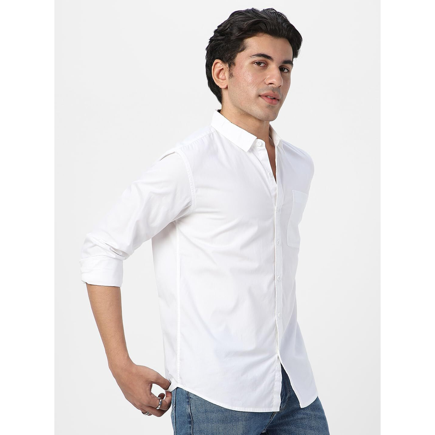 Urbano Fashion Men's White Cotton Full Sleeve Regular Fit Casual Solid Shirt (shirtsolreg-01-white-m)