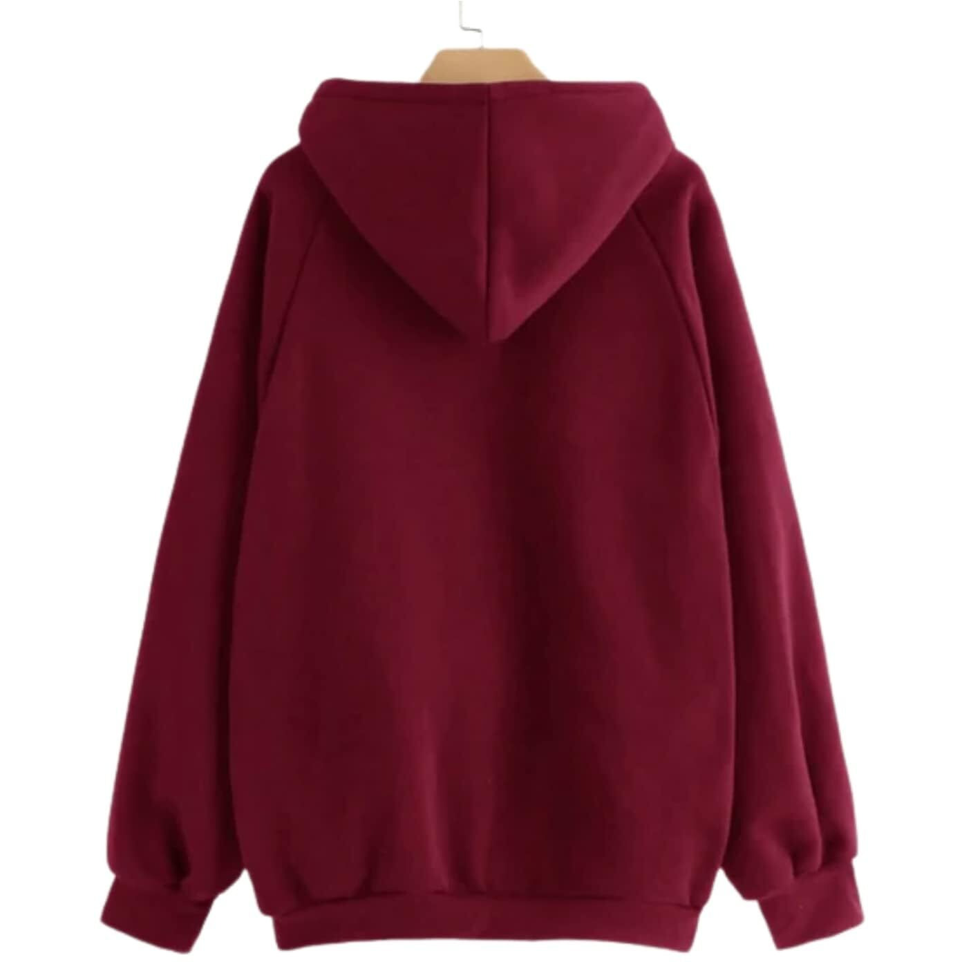 JUNEBERRY Women Sweatshirt with Hoodies, Cotton Blend Full Sleeves Jumper Women Winter Wear, Round Neck Regular Fit Long Sleeve Womens Sweatshirt, Winter Wear for Women (2XL) Maroon
