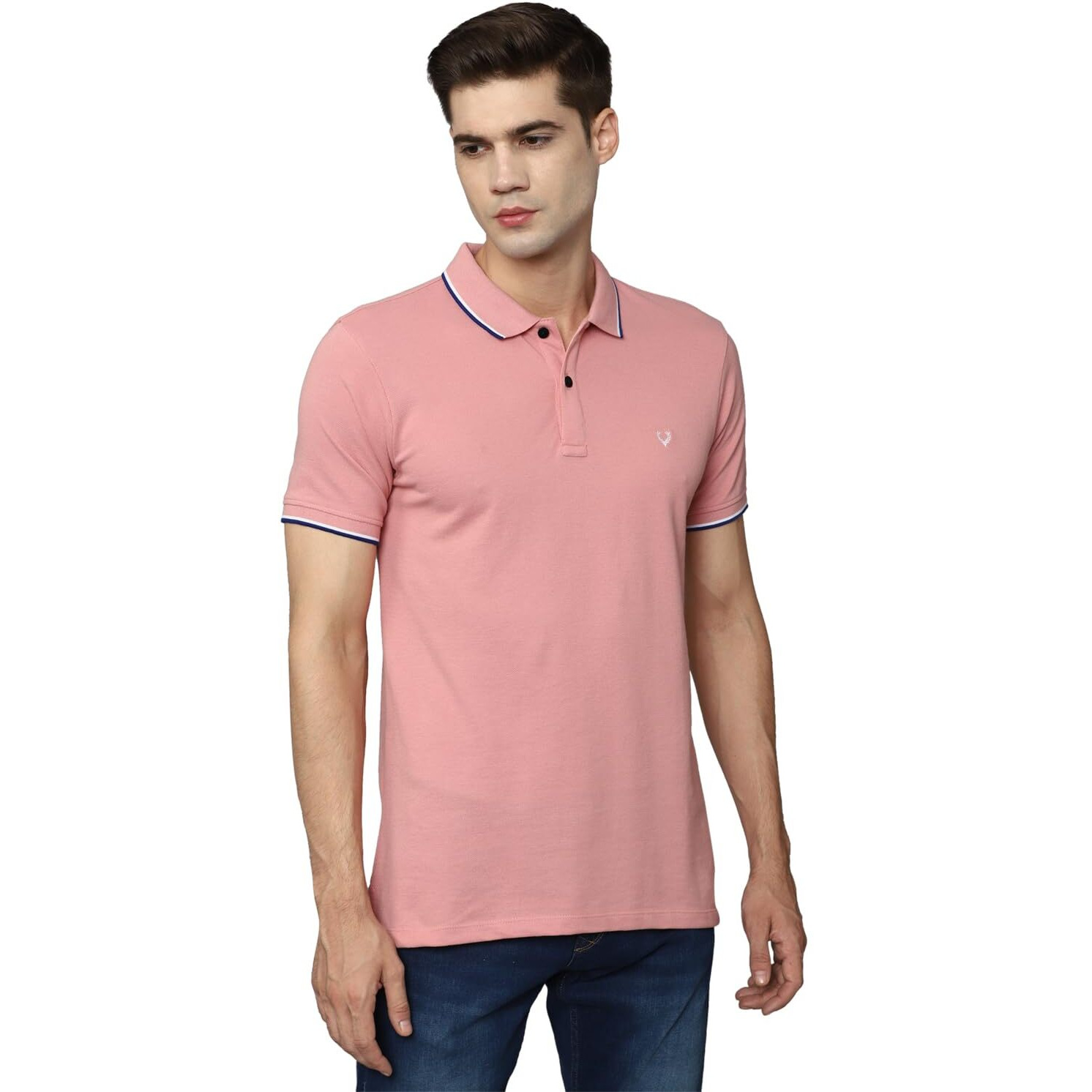 Allen Solly Men's Regular Fit T-Shirt (ASKPCURGF479080_Pink L)